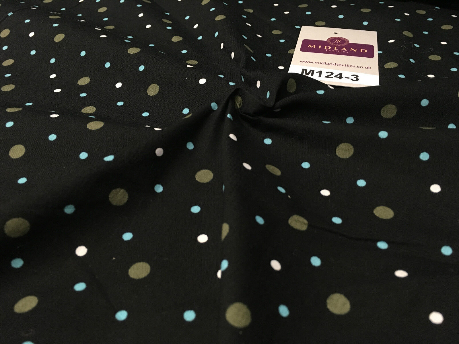 Multi coloured Polka Dot & Spot 100% Cotton Poplin Fabric 58' Wide M124