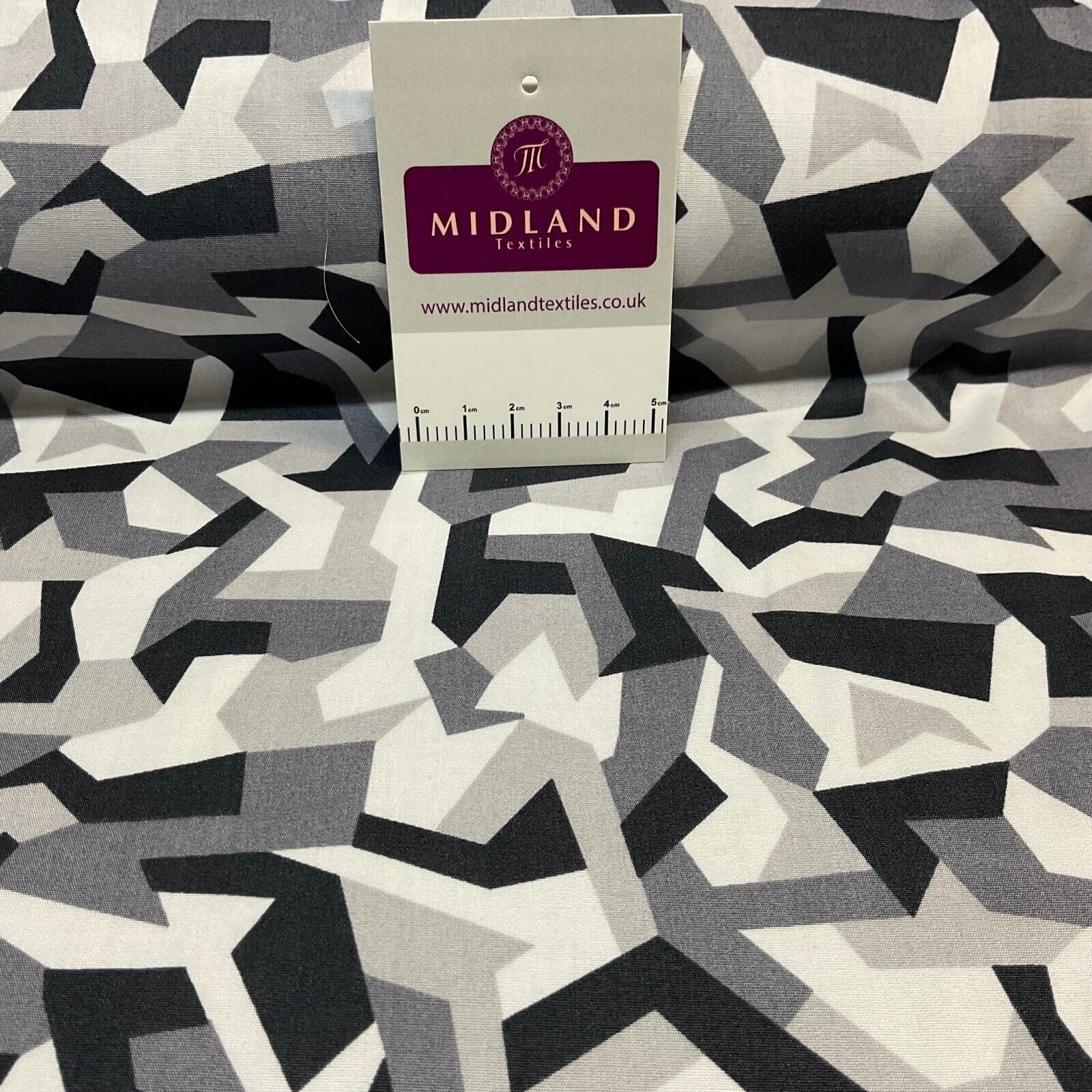 Bold Geometric Camouflage 100% cotton poplin Fabric By The Metre M1861