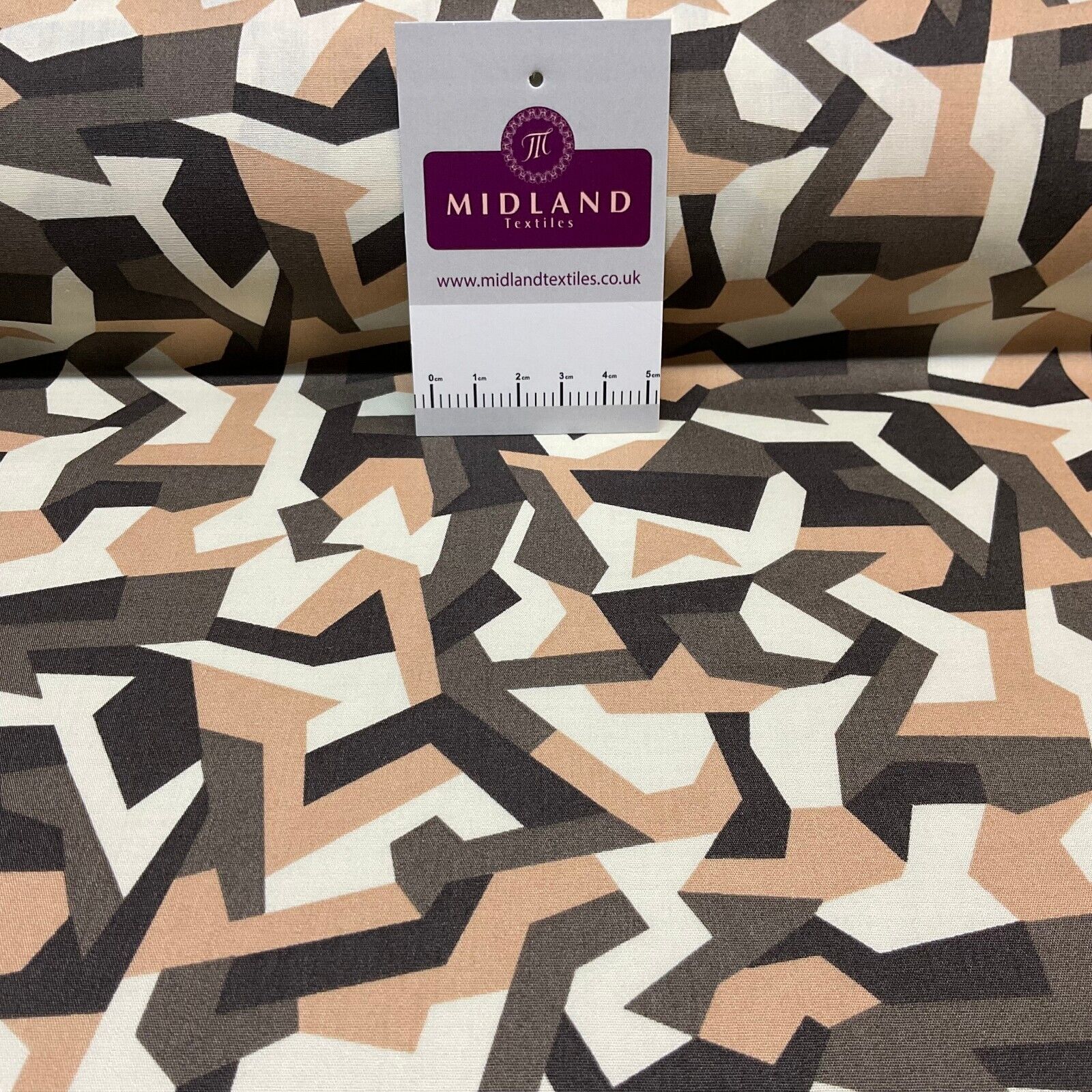 Bold Geometric Camouflage 100% cotton poplin Fabric By The Metre M1861