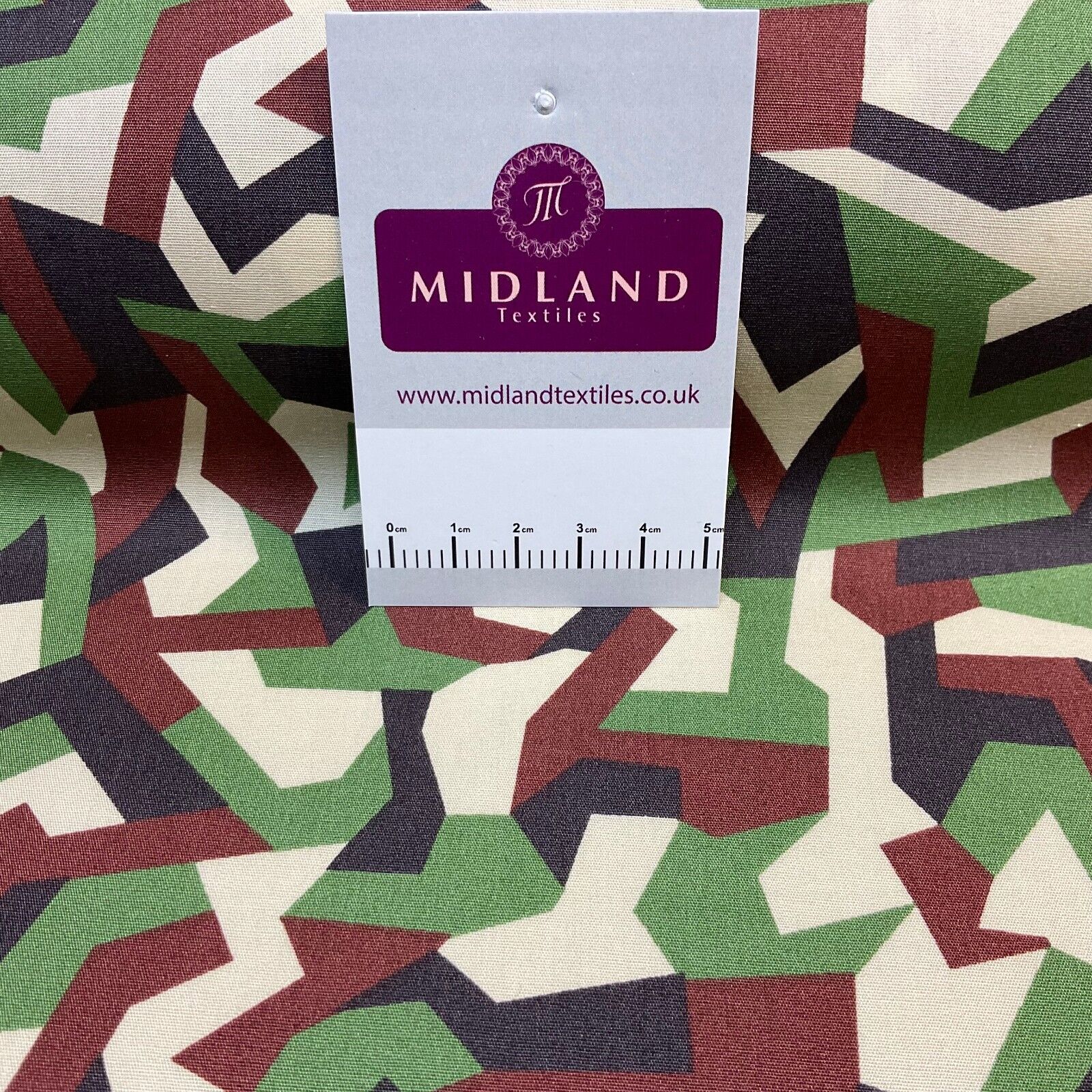 Bold Geometric Camouflage 100% cotton poplin Fabric By The Metre M1861