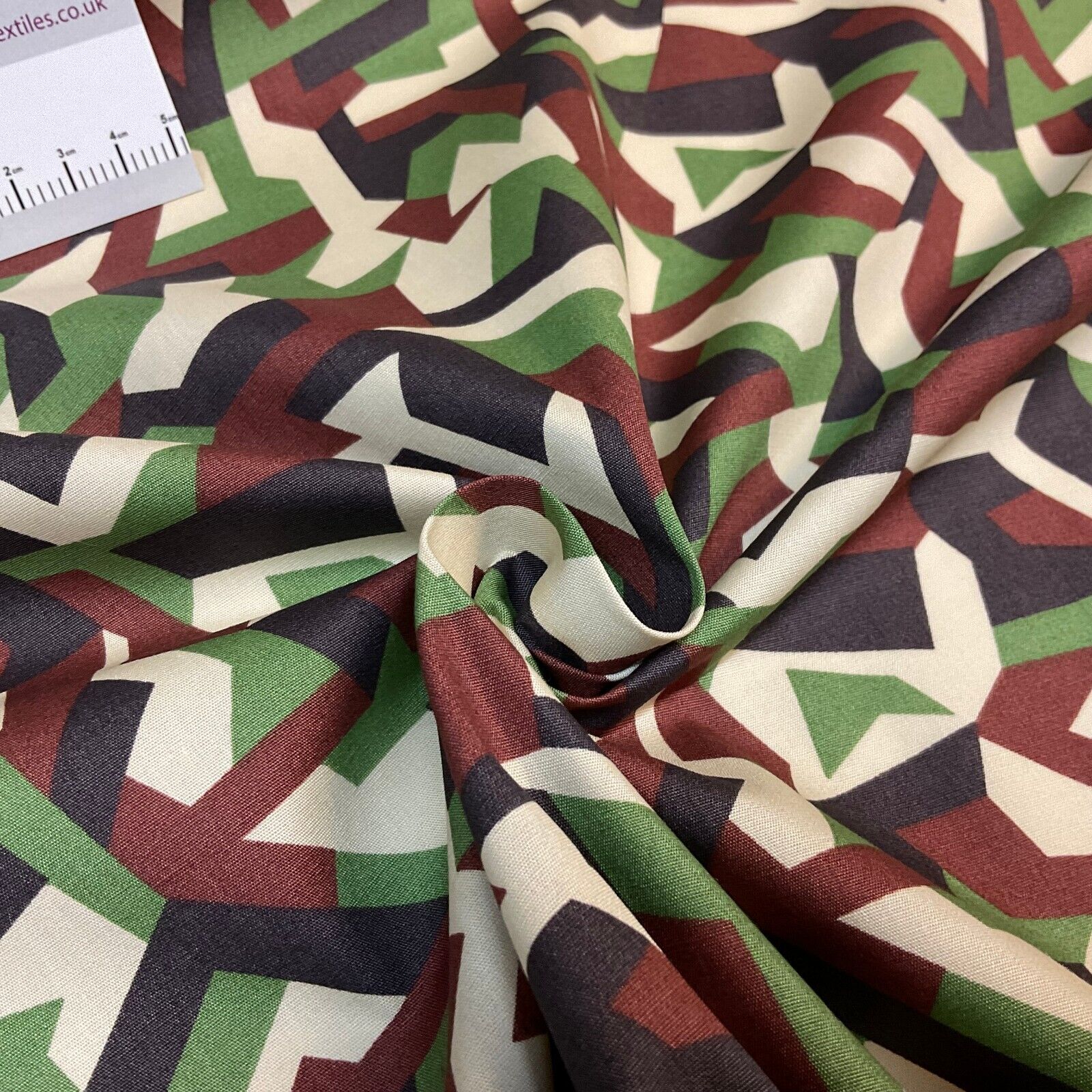 Bold Geometric Camouflage 100% cotton poplin Fabric By The Metre M1861