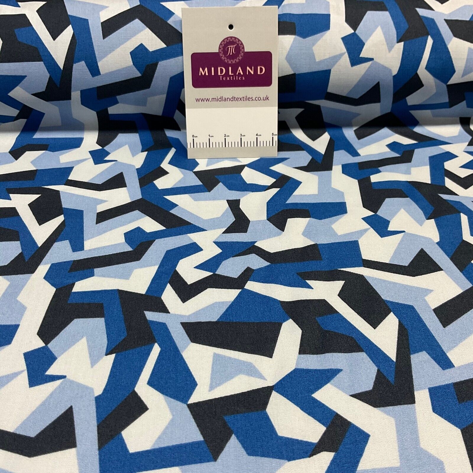 Bold Geometric Camouflage 100% cotton poplin Fabric By The Metre M1861