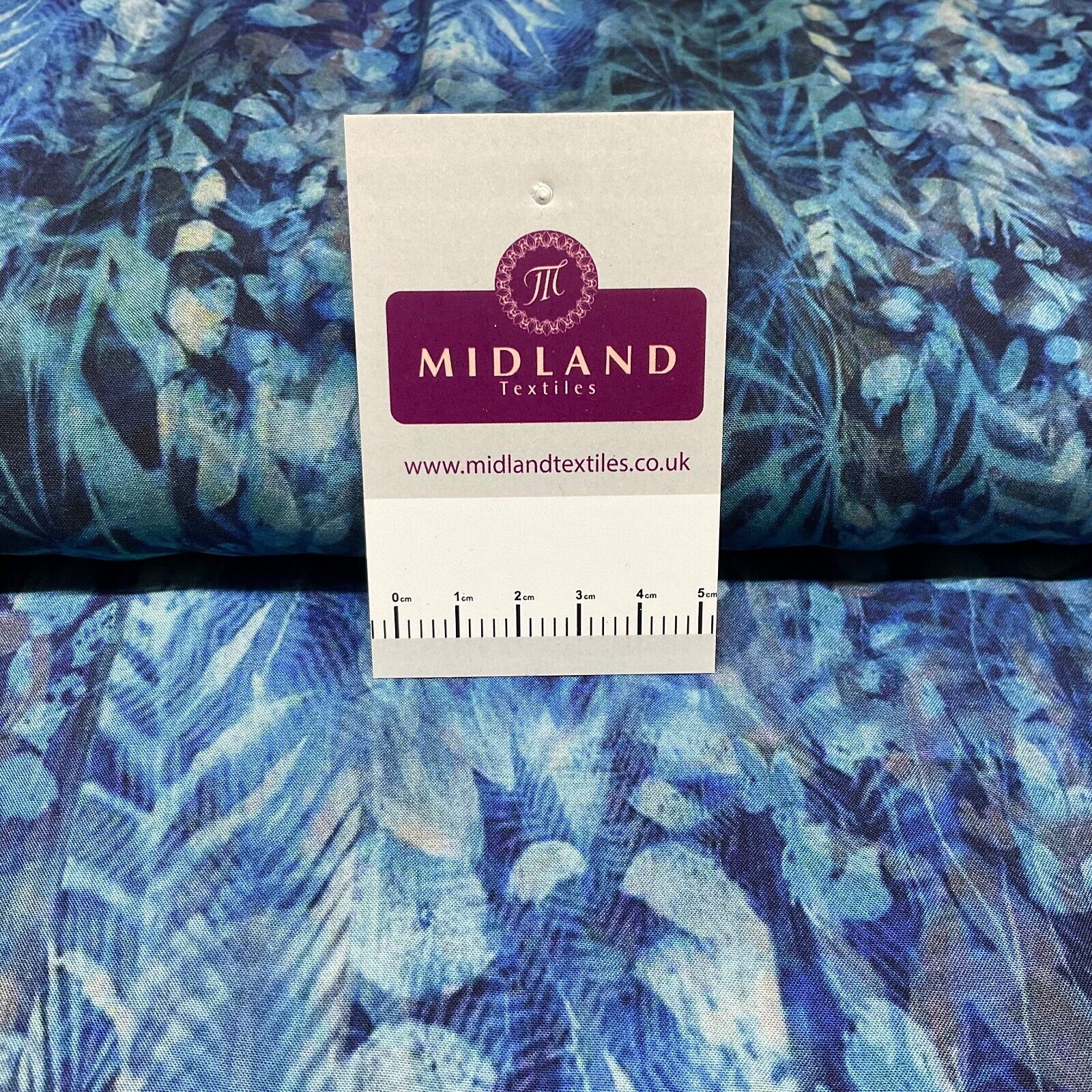 Gorgeous Blue Abstract Leaves radiance viscose Dress Fabric M1869
