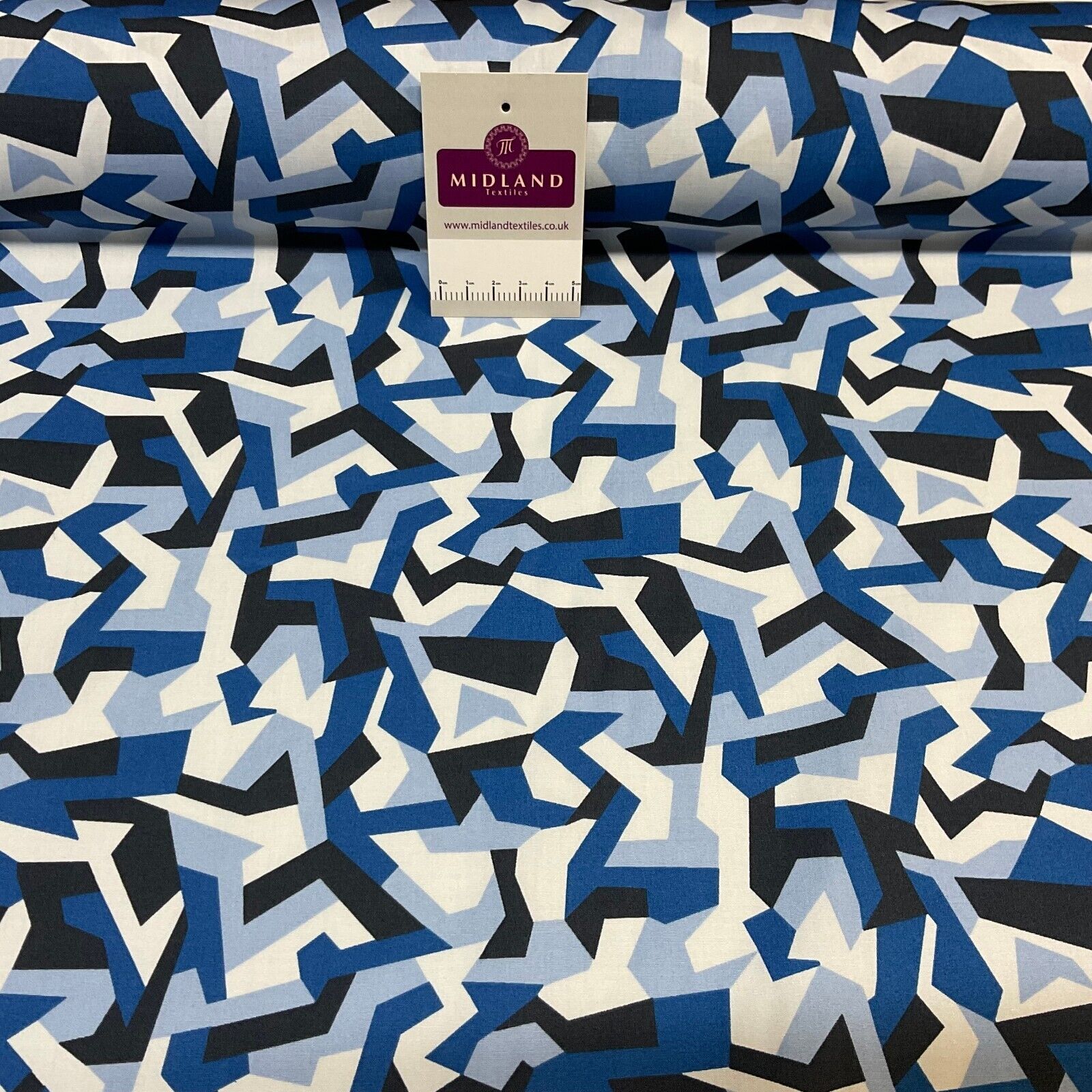 Bold Geometric Camouflage 100% cotton poplin Fabric By The Metre M1861