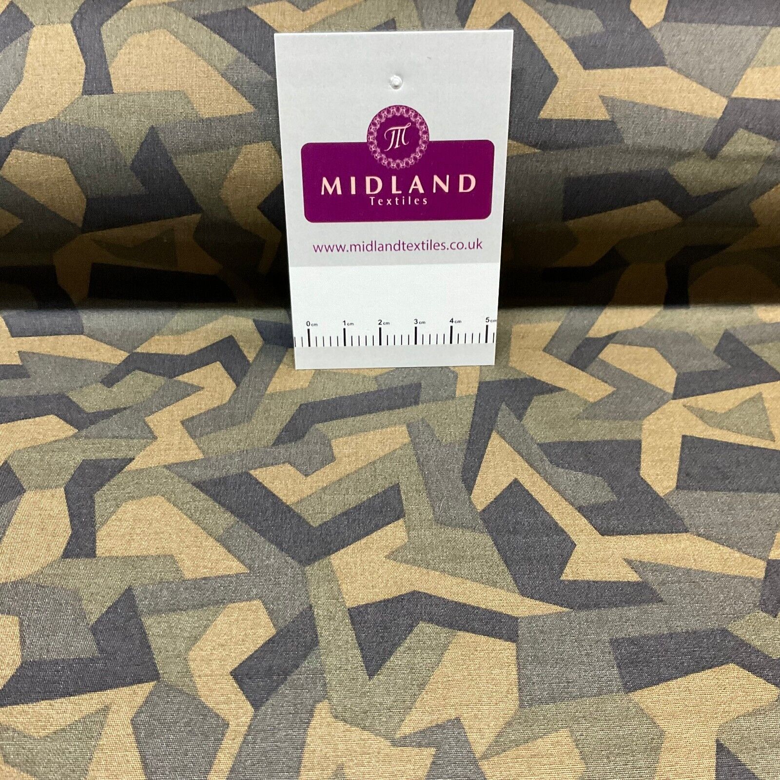 Bold Geometric Camouflage 100% cotton poplin Fabric By The Metre M1861