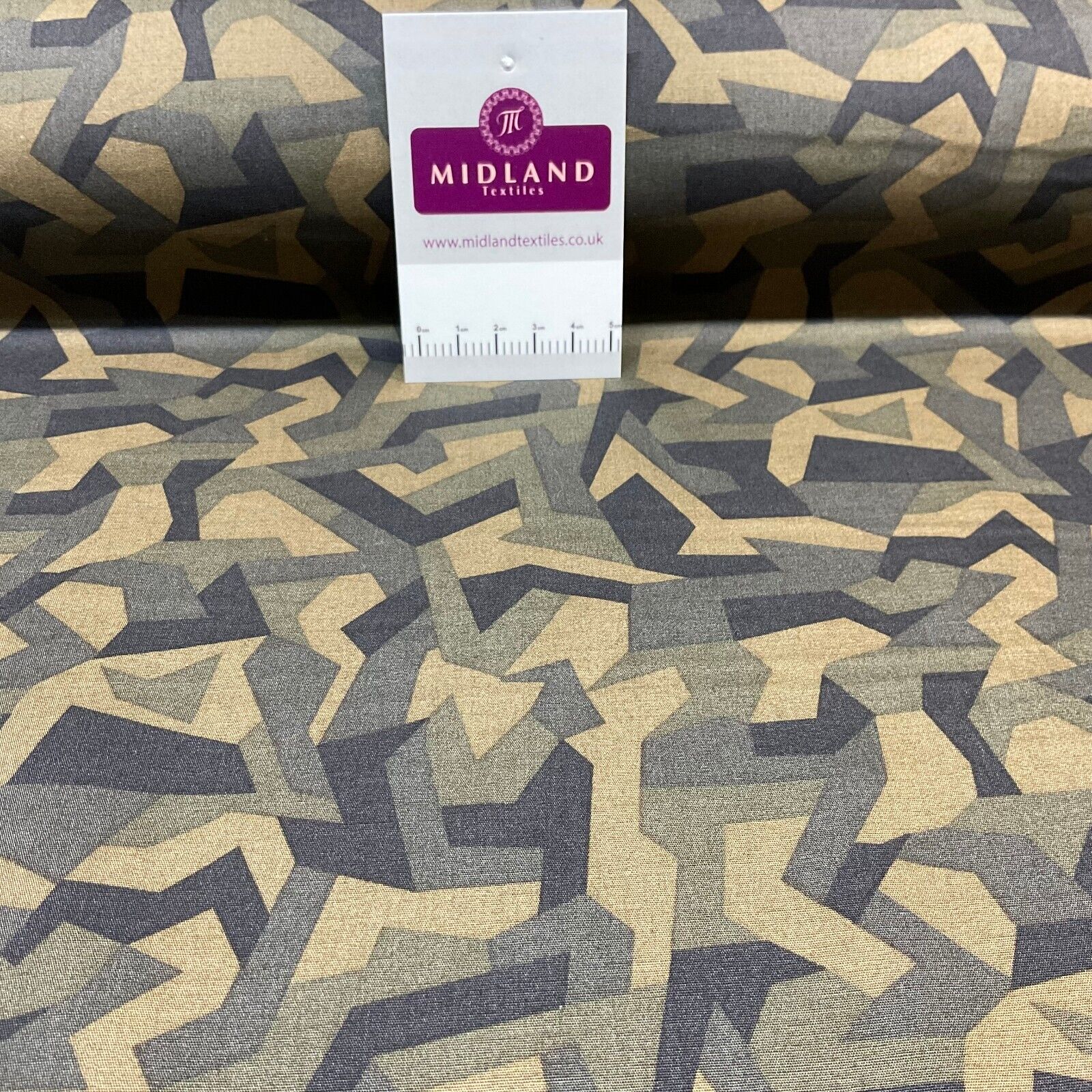 Bold Geometric Camouflage 100% cotton poplin Fabric By The Metre M1861