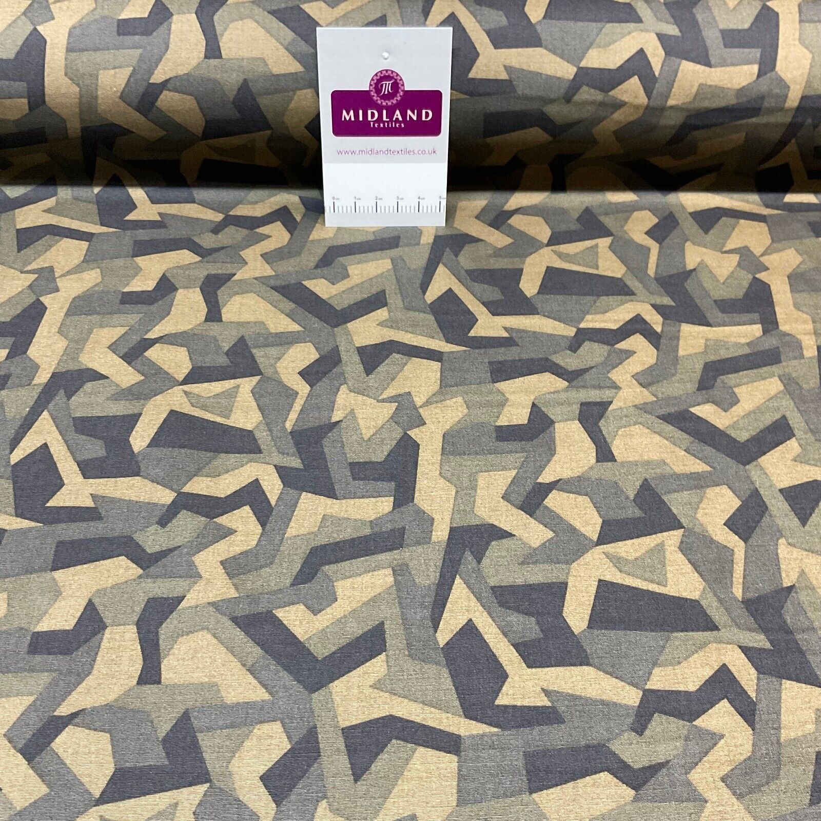 Bold Geometric Camouflage 100% cotton poplin Fabric By The Metre M1861