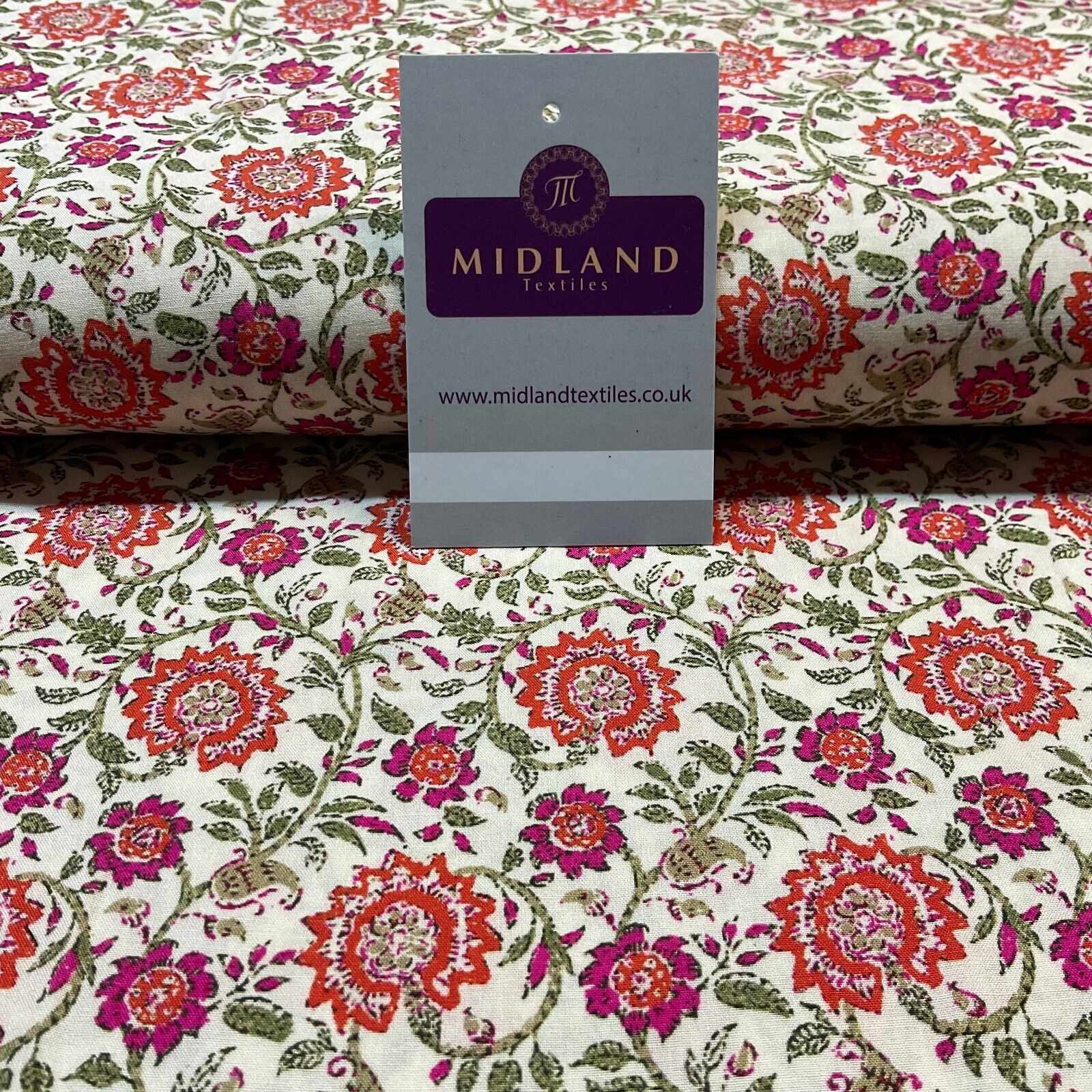 Cream Lenzing Ecovero Digital Flowers dress fabric sold by the meter M1882