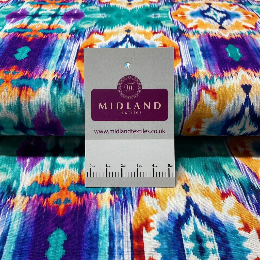 Ikat Aqua Radiance Digital Viscose sold by the meter Fabric M1884