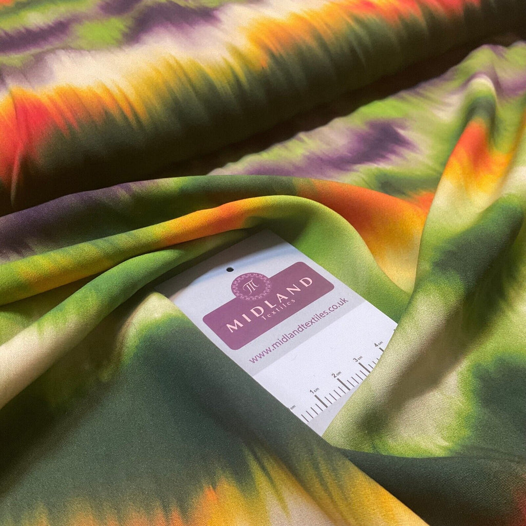 Tie dye green abstract viscose Dress sold by the meter Fabric M1883