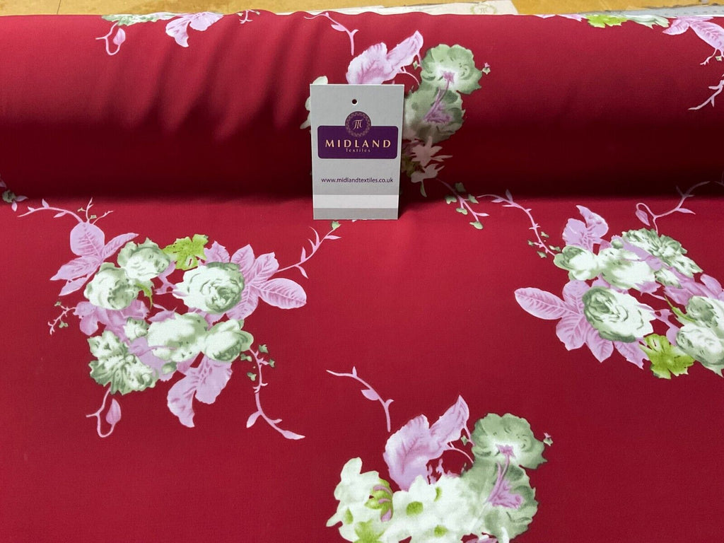 Red Floral Fabric - Georgette & Chiffon dress Fabric M1674