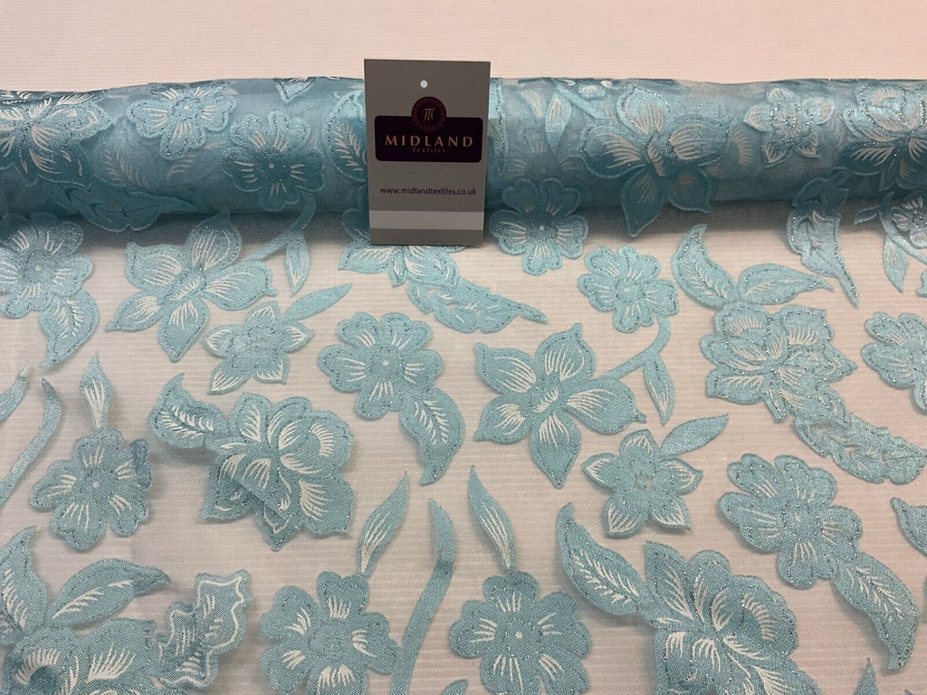 Elegant Sheer Organza silver laquered floral dress fabric 110cm wide M1680 #fyp