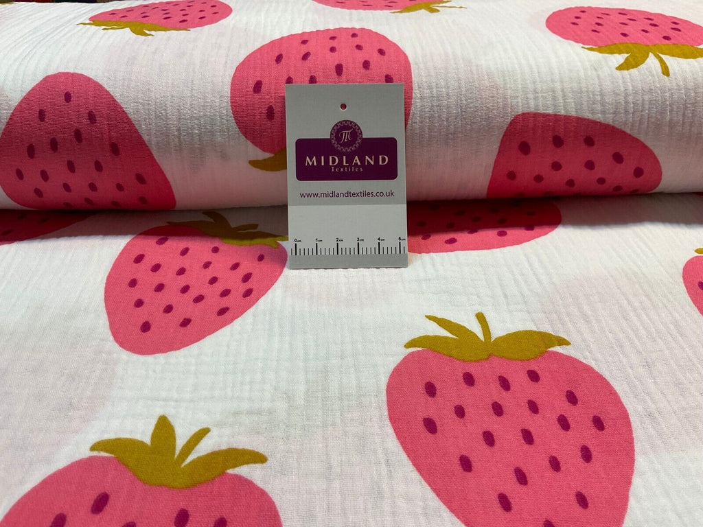 Strawberries Double gauze Cotton dress blouse dress Fabric M1873