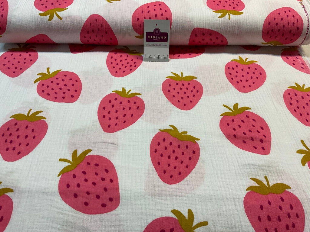 Strawberries Double gauze Cotton dress blouse dress Fabric M1873