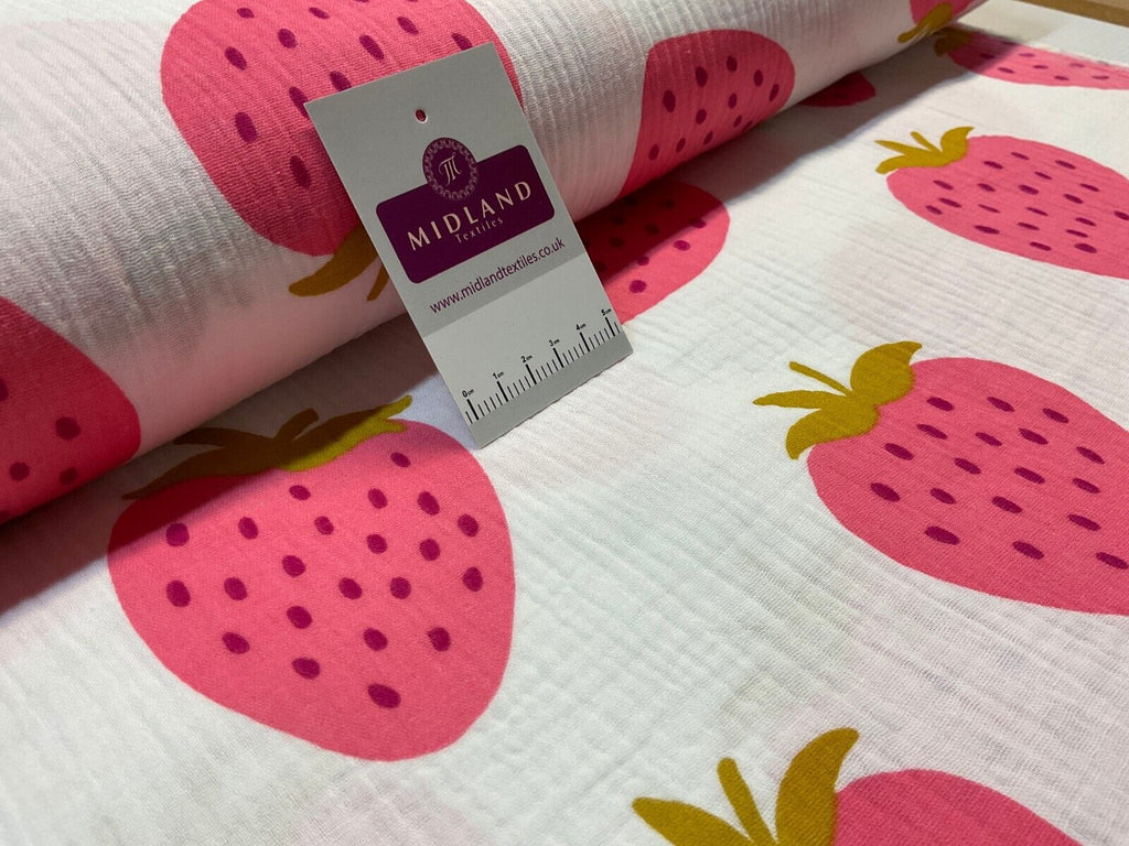 Strawberries Double gauze Cotton dress blouse dress Fabric M1873