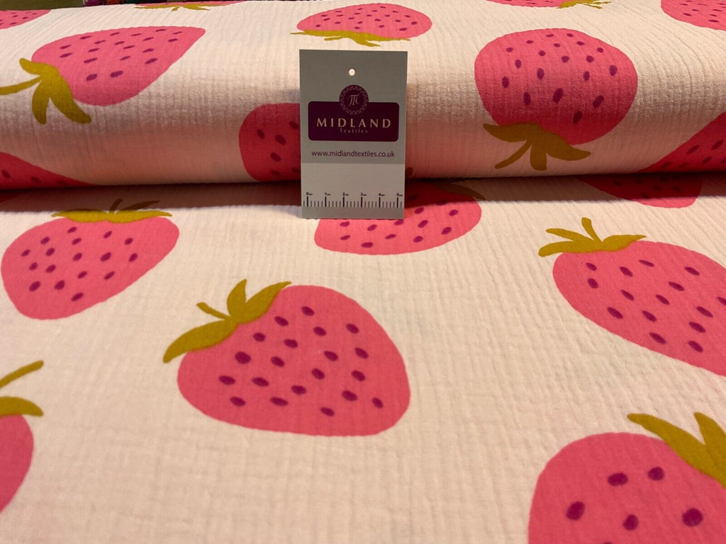 Strawberries Double gauze Cotton dress blouse dress Fabric M1873