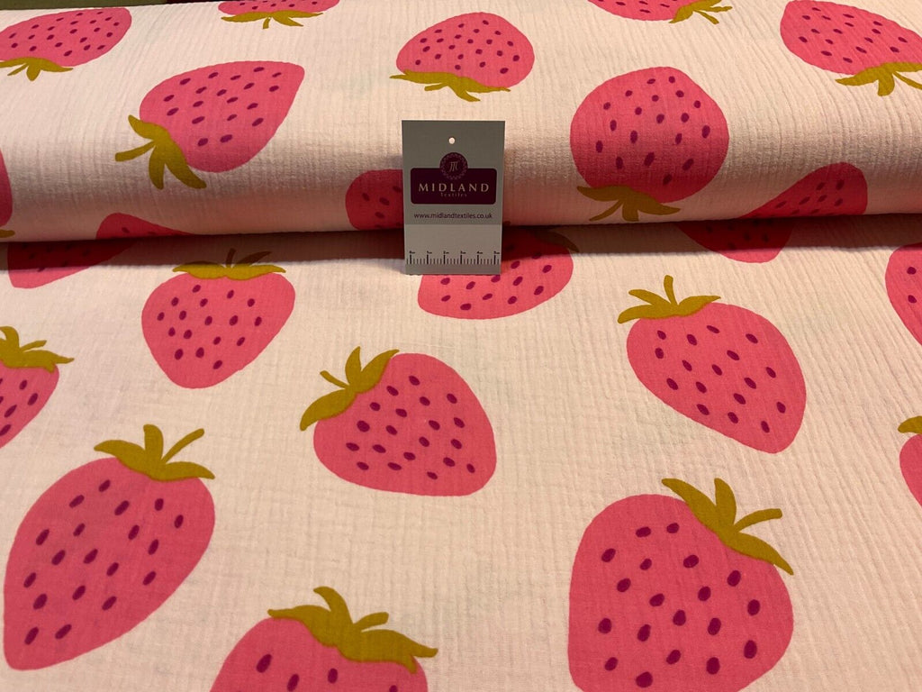 Strawberries Double gauze Cotton dress blouse dress Fabric M1873