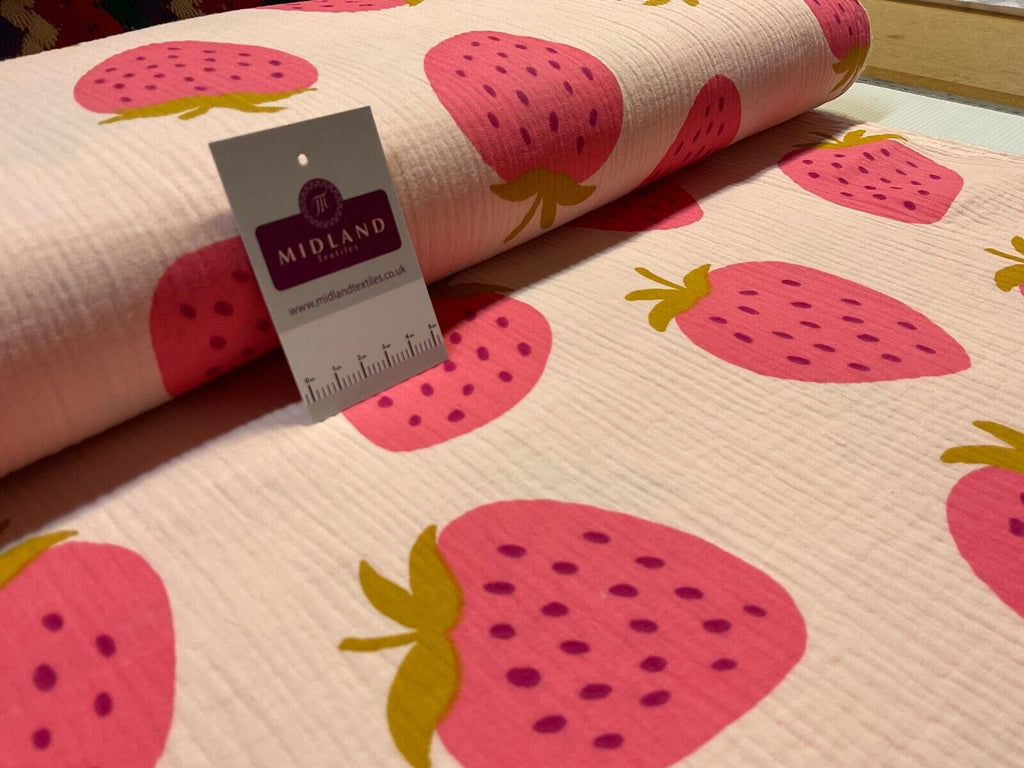 Strawberries Double gauze Cotton dress blouse dress Fabric M1873