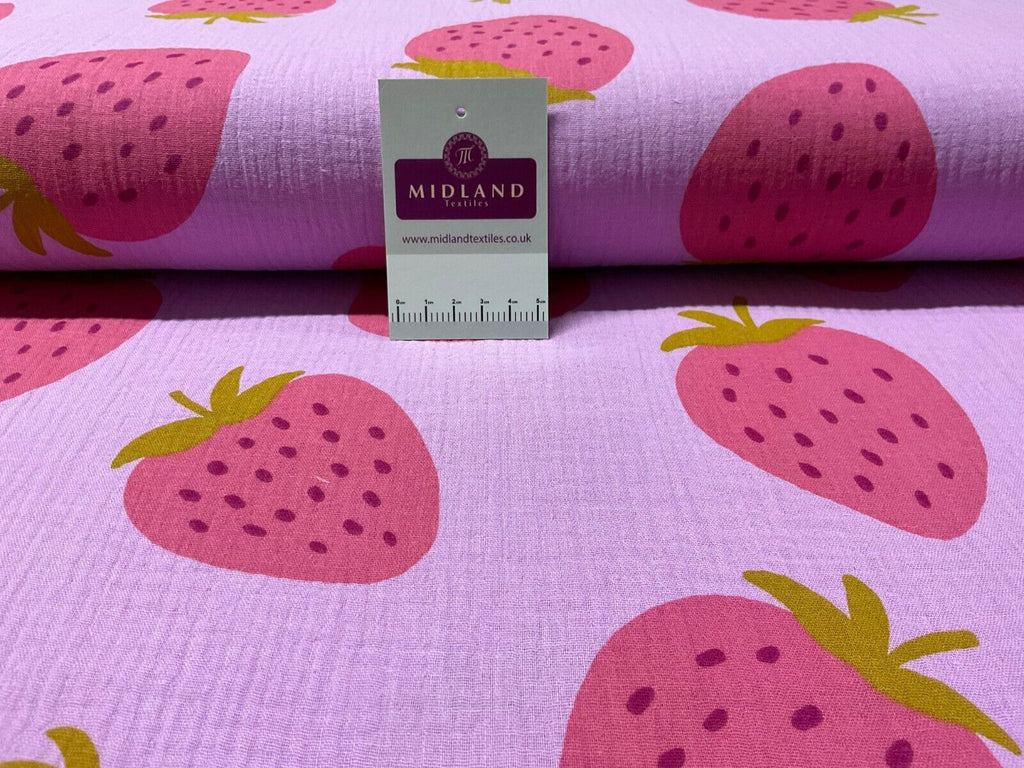 Strawberries Double gauze Cotton dress blouse dress Fabric M1873