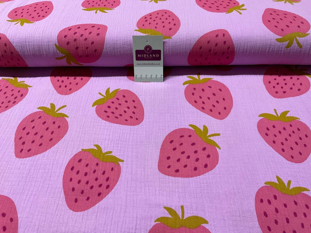 Strawberries Double gauze Cotton dress blouse dress Fabric M1873