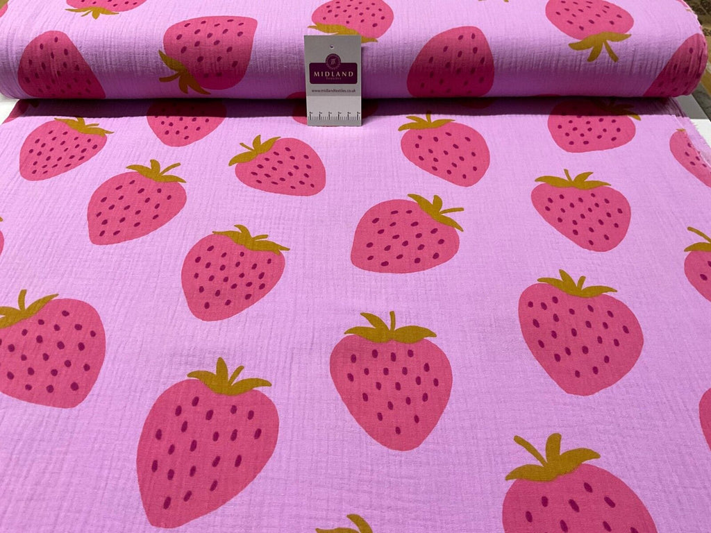 Strawberries Double gauze Cotton dress blouse dress Fabric M1873