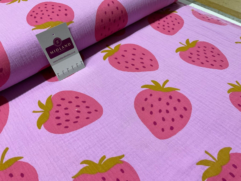 Strawberries Double gauze Cotton dress blouse dress Fabric M1873