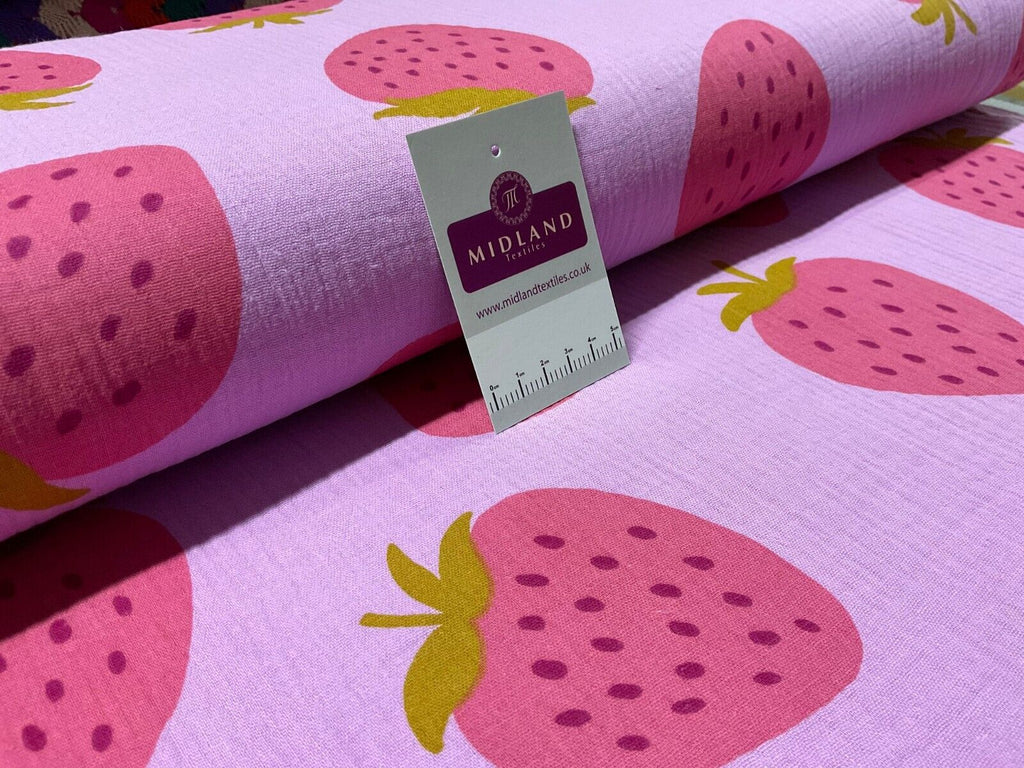 Strawberries Double gauze Cotton dress blouse dress Fabric M1873