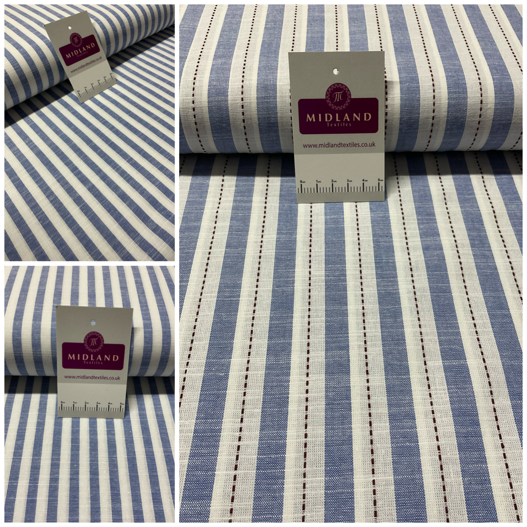 Blue Cotton Yarn Dyed Stipped stripe Dress Fabric M1877