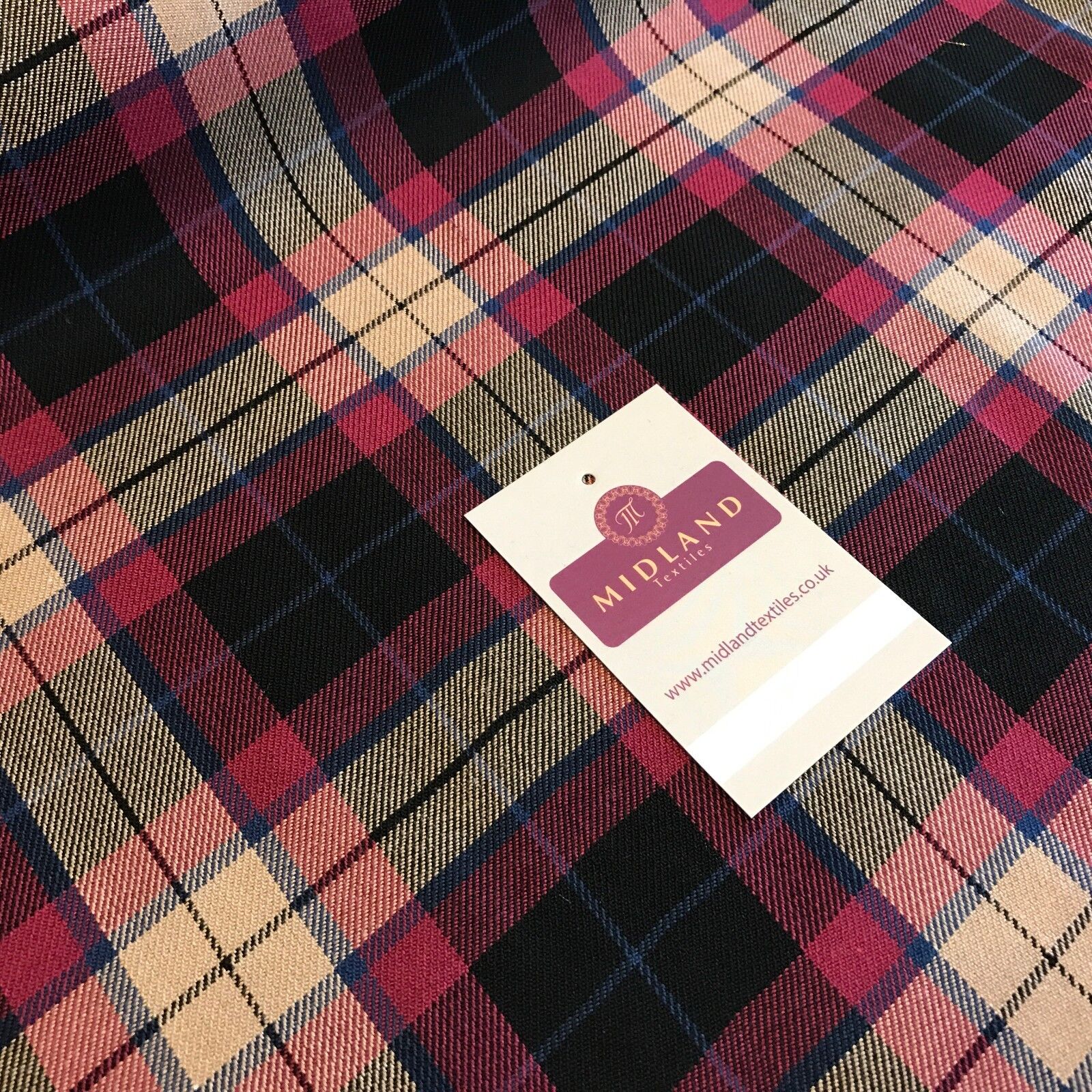 Tartan Fabric Poly Viscose - (150cm) Wide -  per mtr M190 Mtex