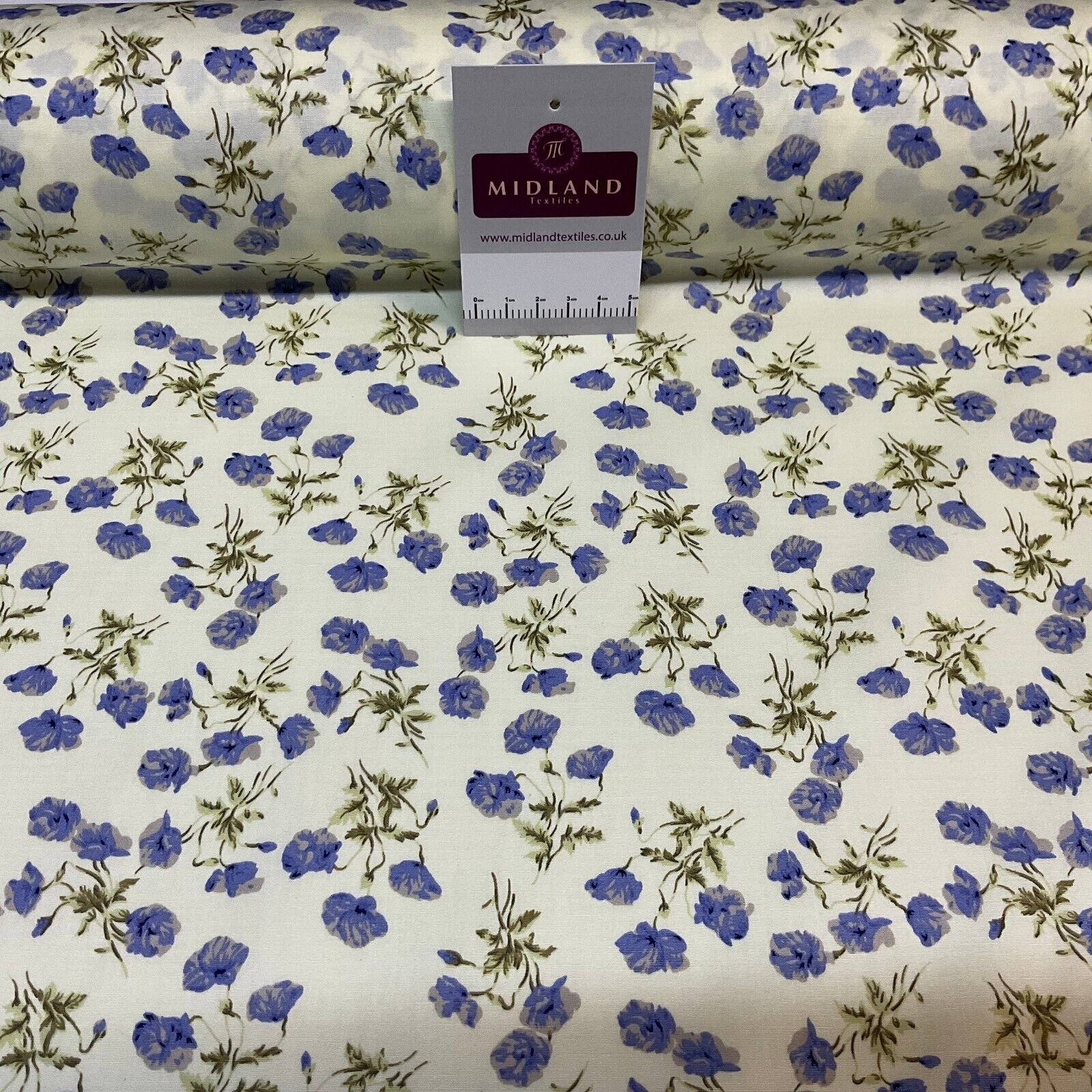 Summer vintage style Cream floral Cotton Poplin dress Fabric Sold by Metre M1864