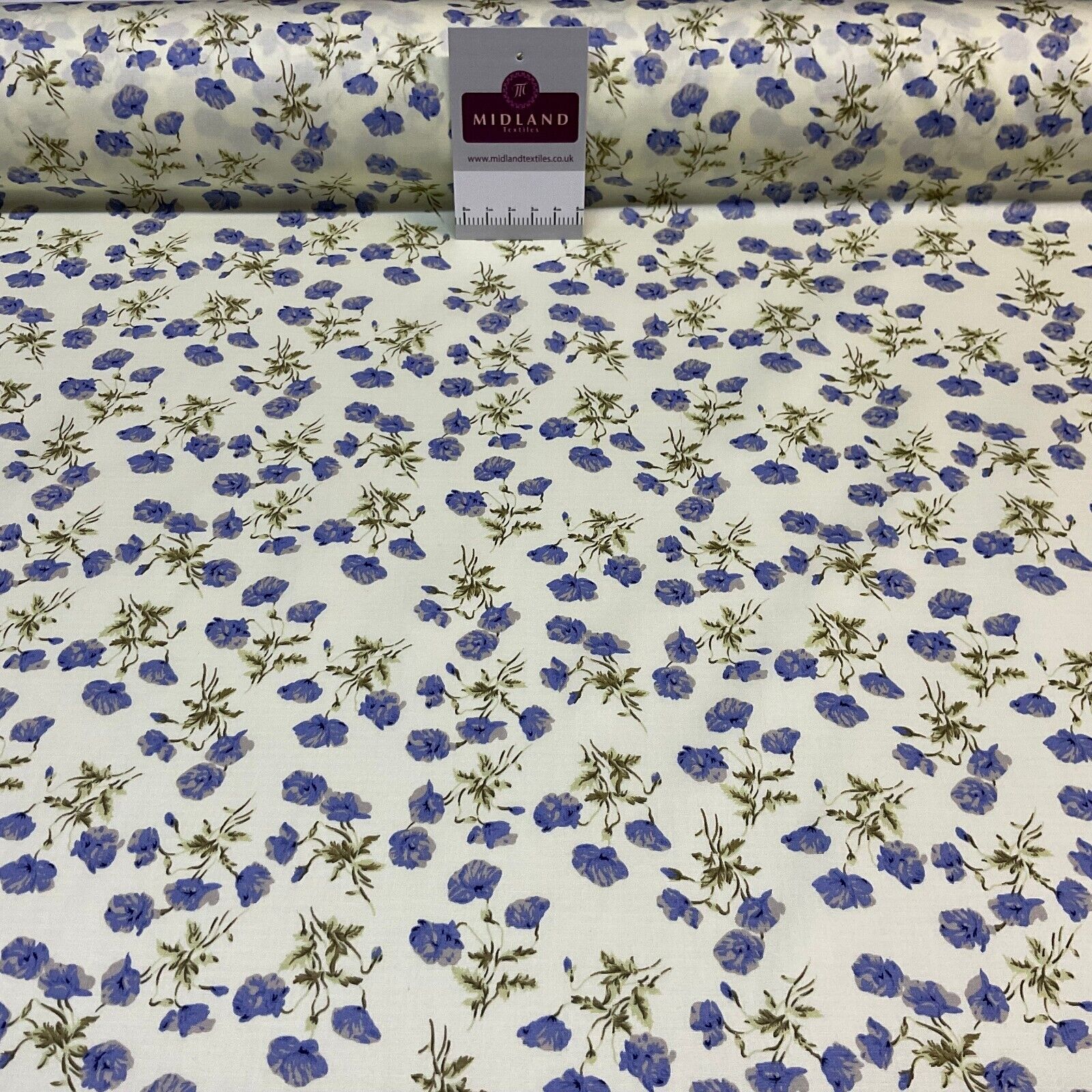 Summer vintage style Cream floral Cotton Poplin dress Fabric Sold by Metre M1864
