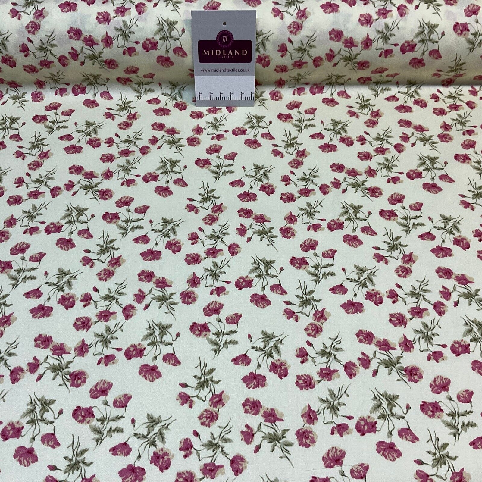 Summer vintage style Cream floral Cotton Poplin dress Fabric Sold by Metre M1864