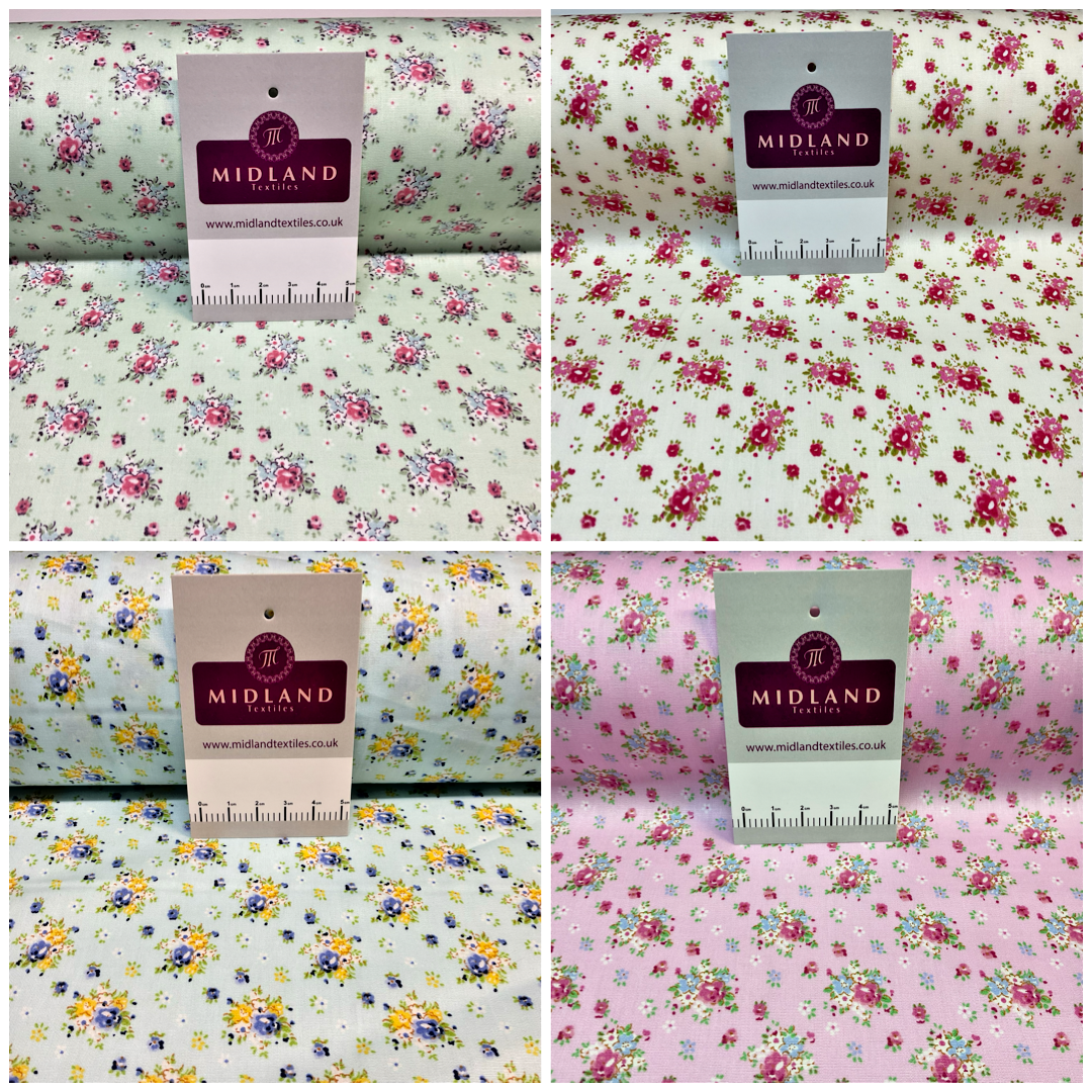 Summer vintage style chic floral Cotton Poplin dress Fabric Sold per Metre M1862
