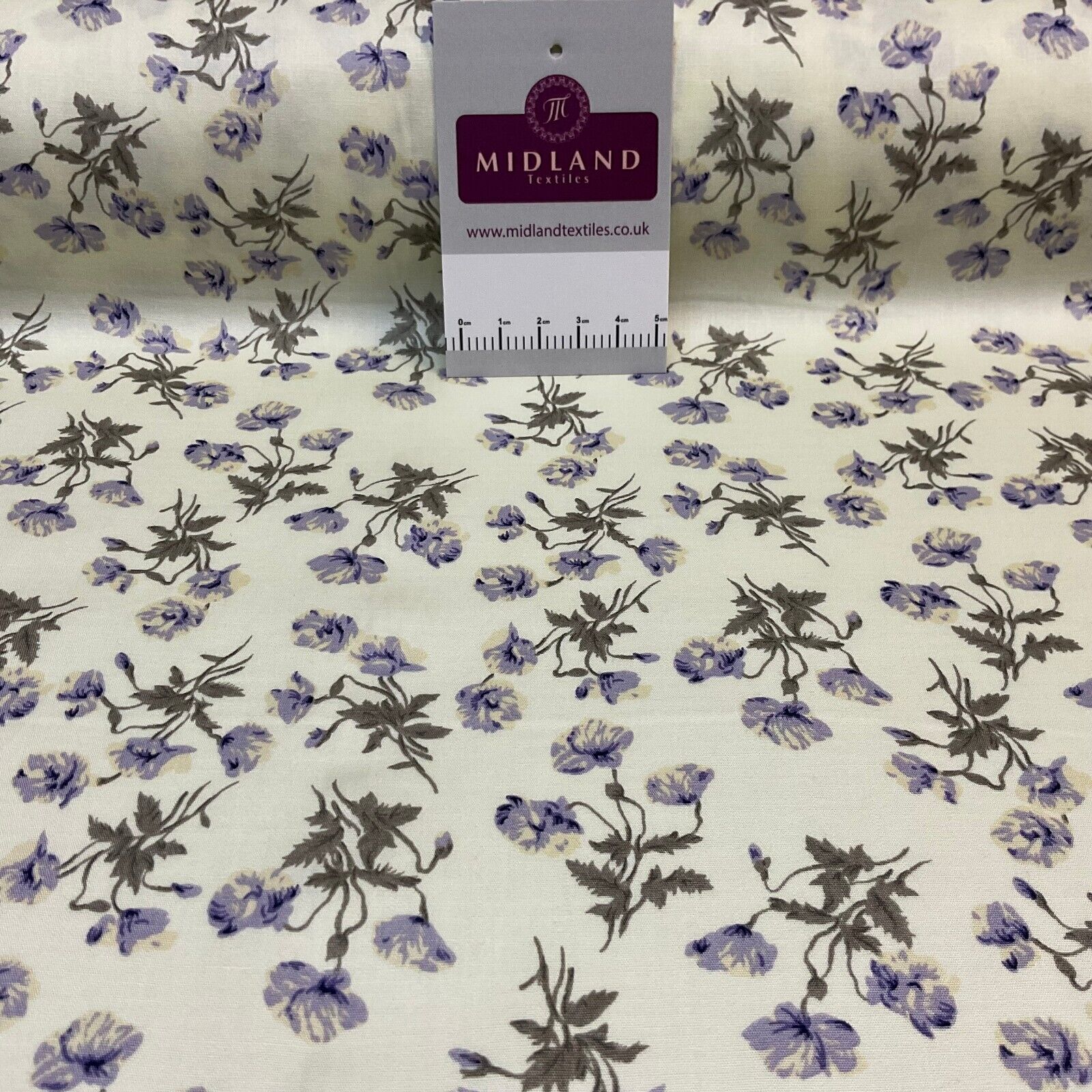 Summer vintage style Cream floral Cotton Poplin dress Fabric Sold by Metre M1864