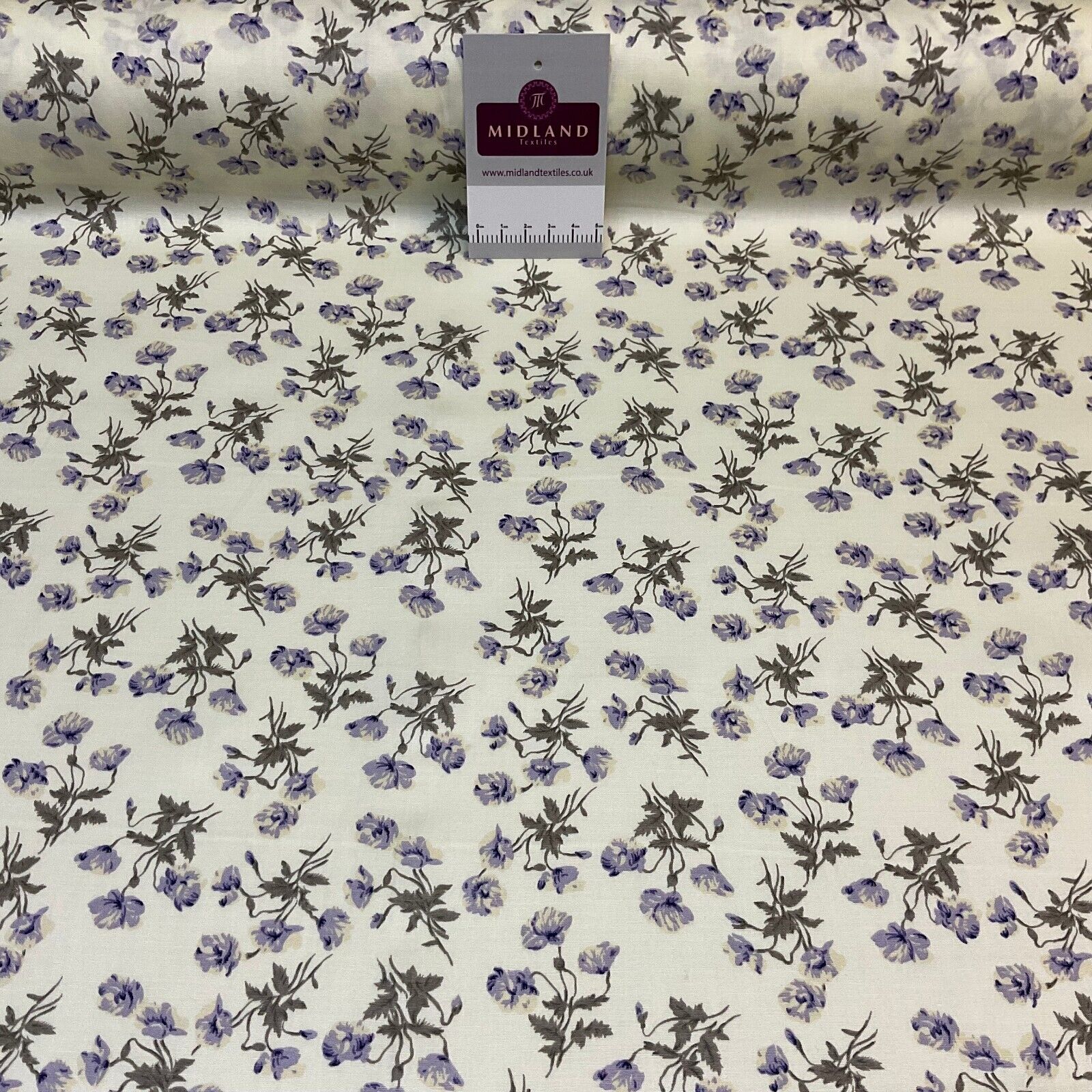 Summer vintage style Cream floral Cotton Poplin dress Fabric Sold by Metre M1864