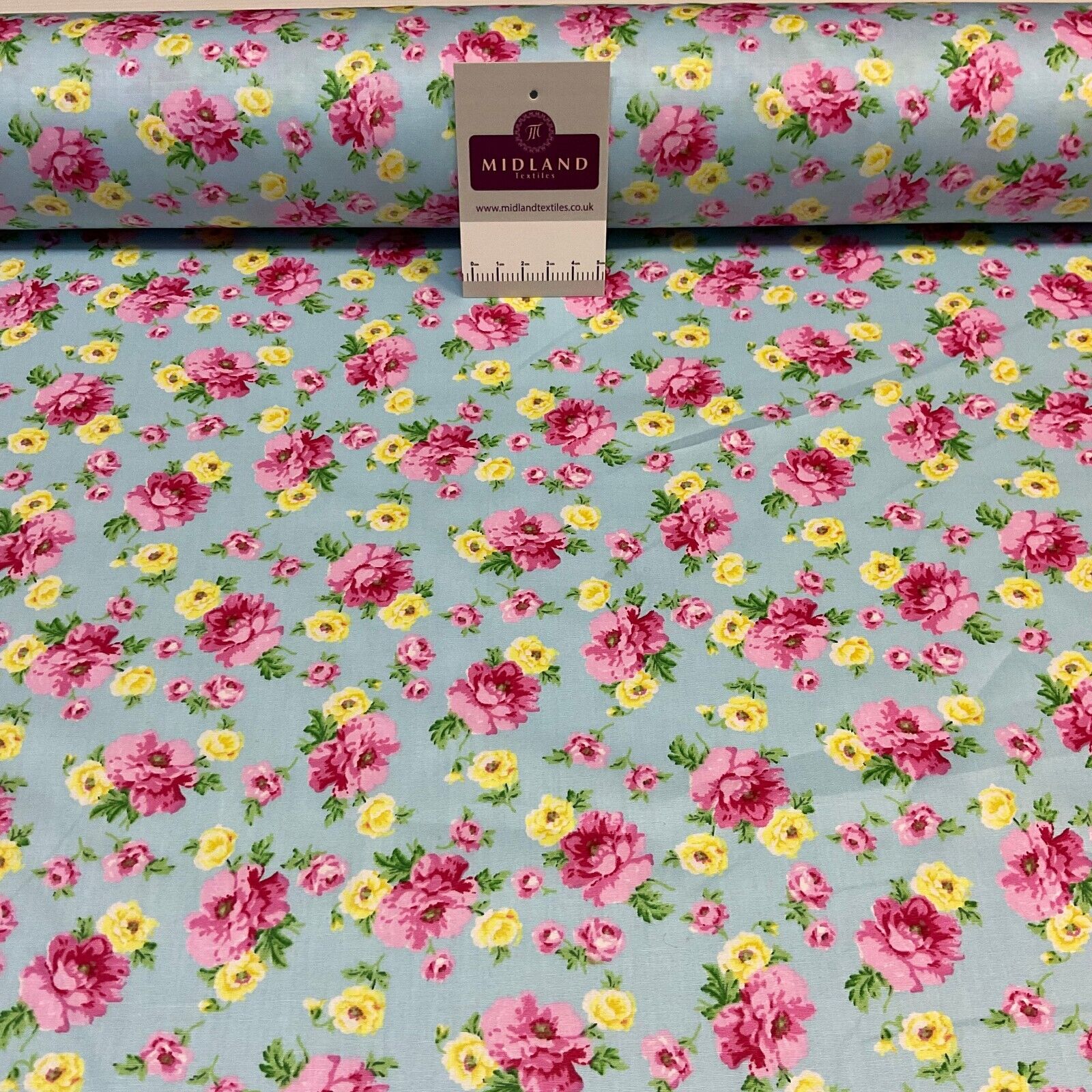 Summer vintage style Rose floral Cotton Poplin dress Fabric Sold per Metre M1863