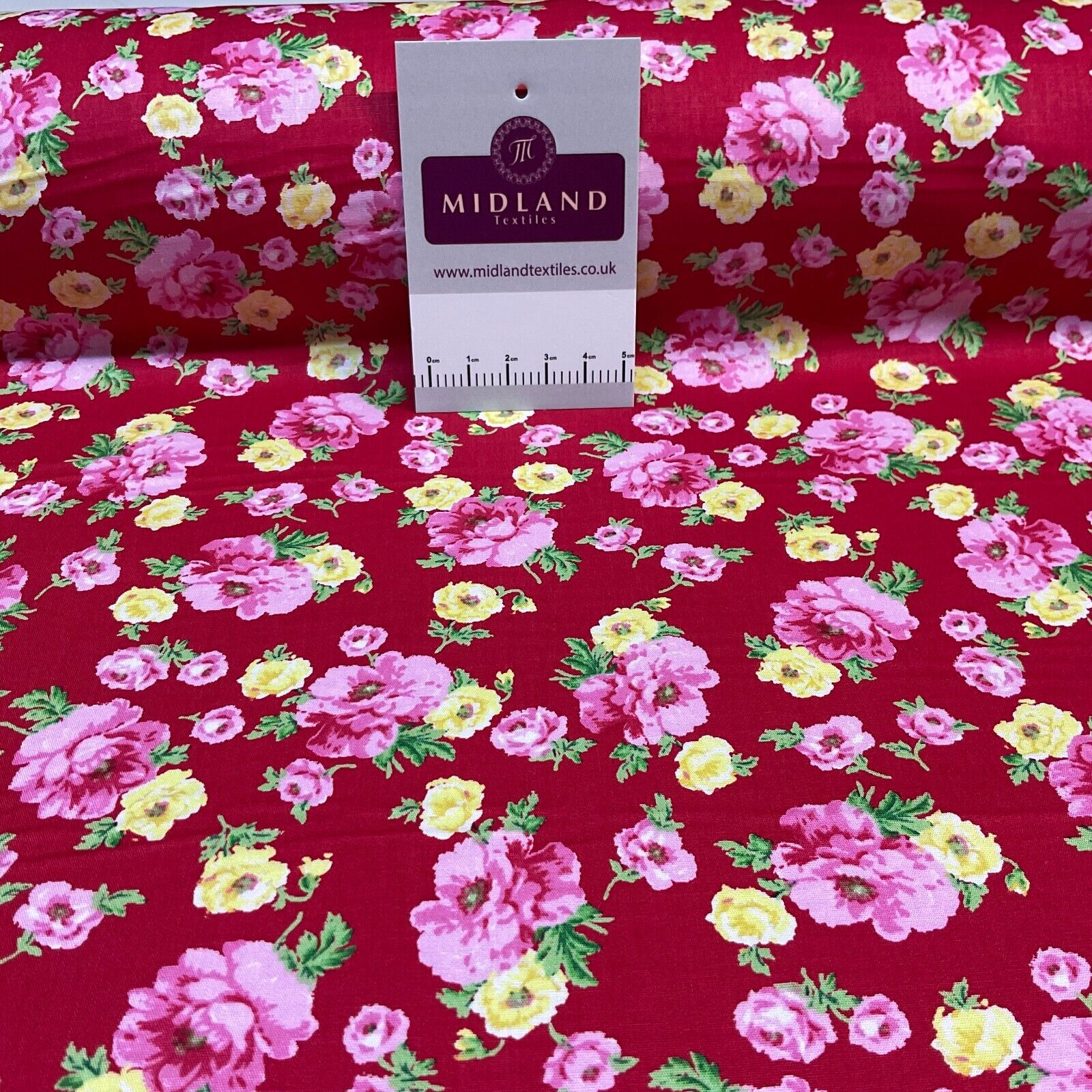 Summer vintage style Rose floral Cotton Poplin dress Fabric Sold per Metre M1863