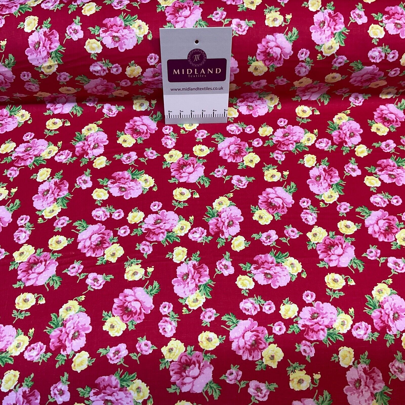 Summer vintage style Rose floral Cotton Poplin dress Fabric Sold per Metre M1863