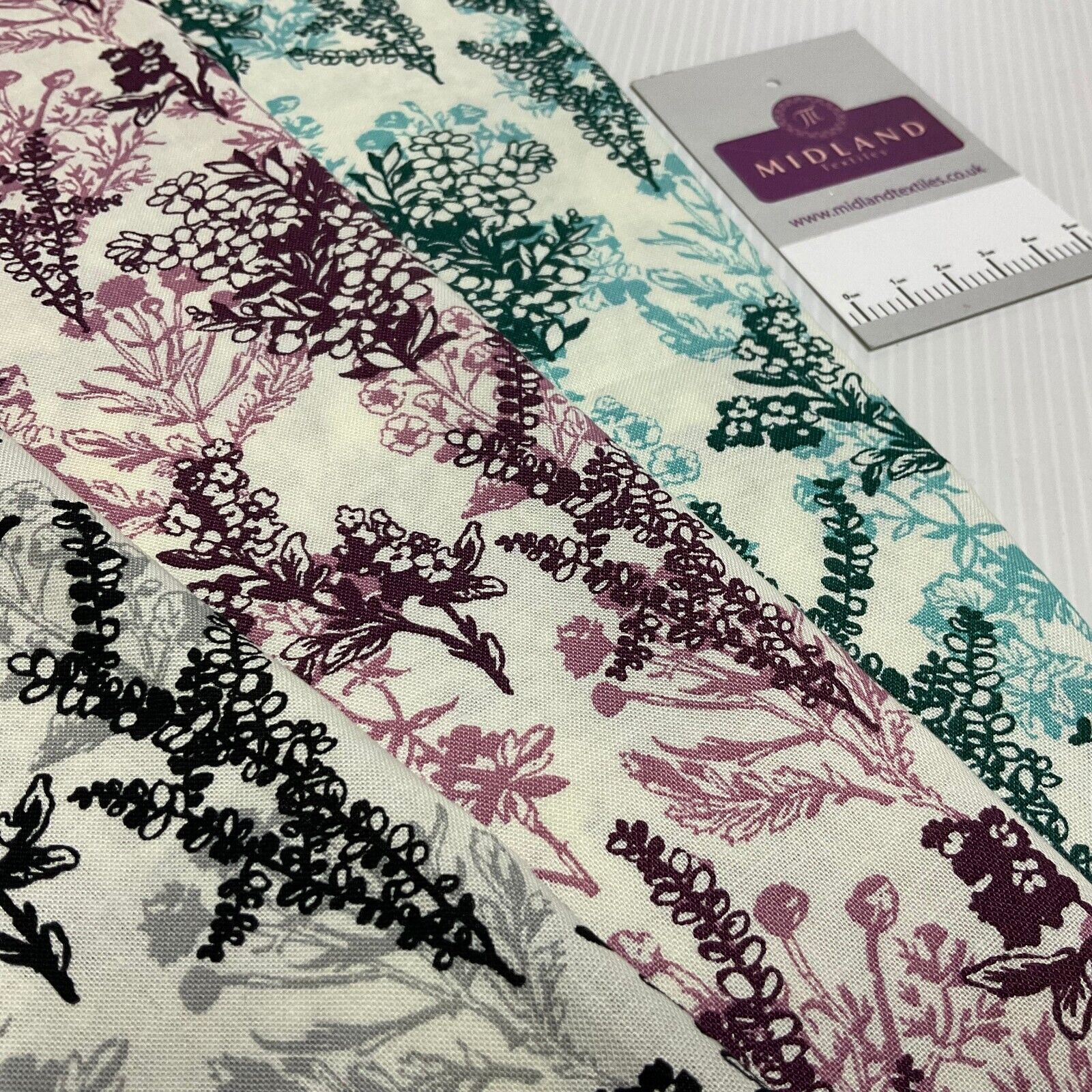 Floral Autumn Leaves Stof Crafting 100% Cotton Fabric Sold by Metre M1927