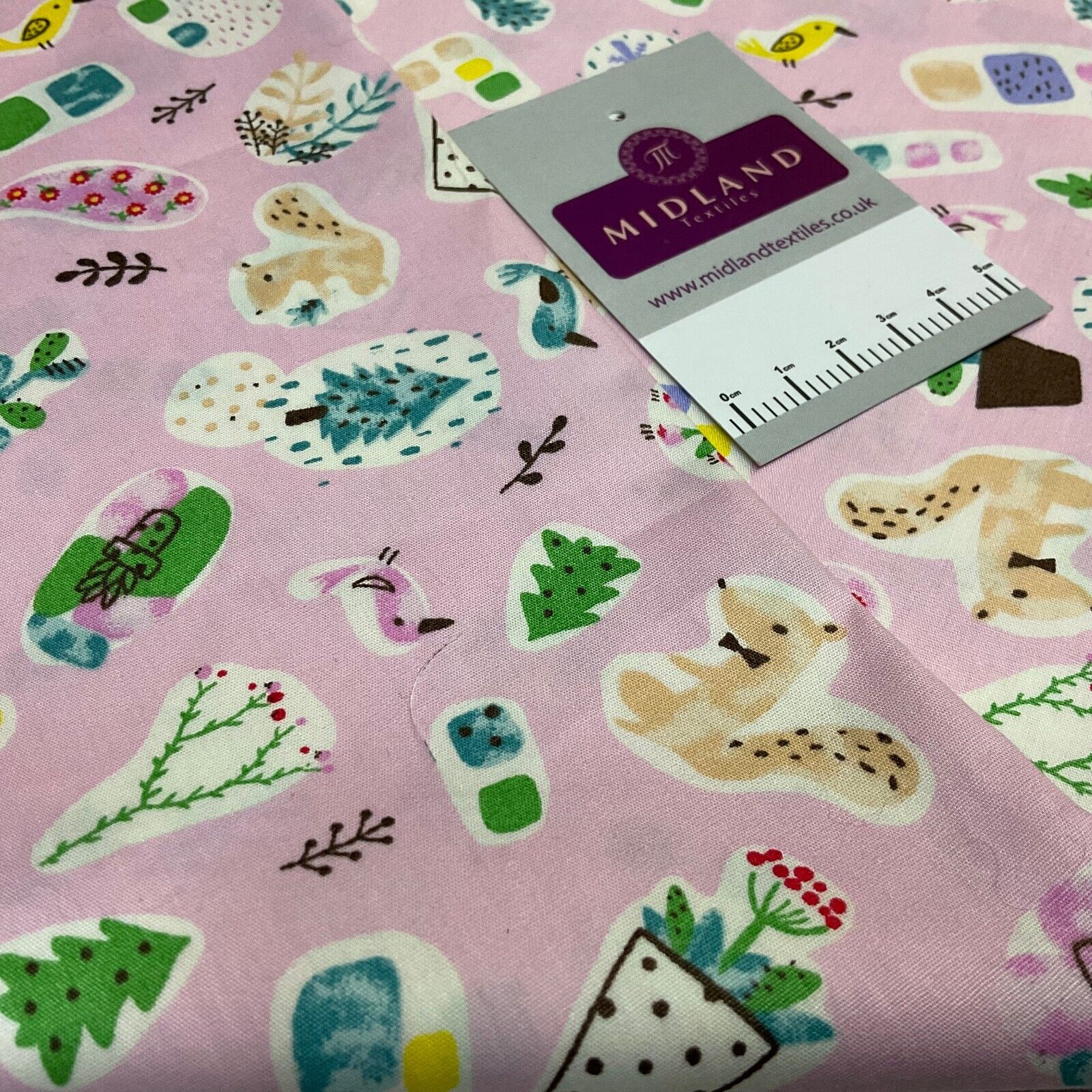 Novelty Flower Pot Wildlife Cotton Poplin dress Fabric sold by the meter M1924