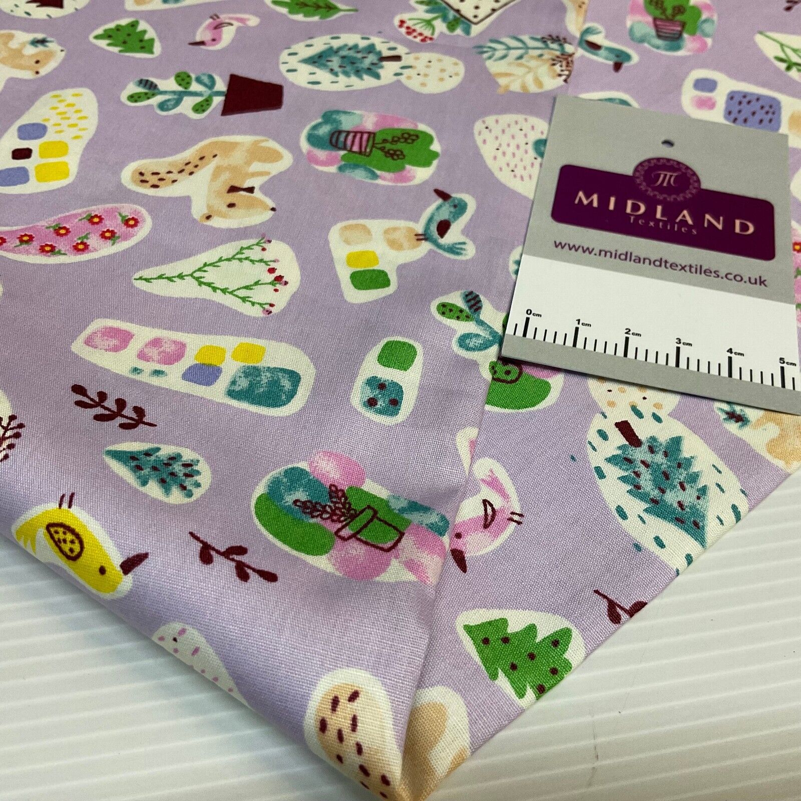 Novelty Flower Pot Wildlife Cotton Poplin dress Fabric sold by the meter M1924