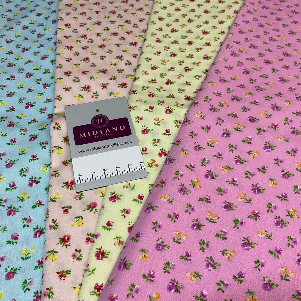 Carnation small floral Cotton Poplin dress Fabric sold by the meter M1922