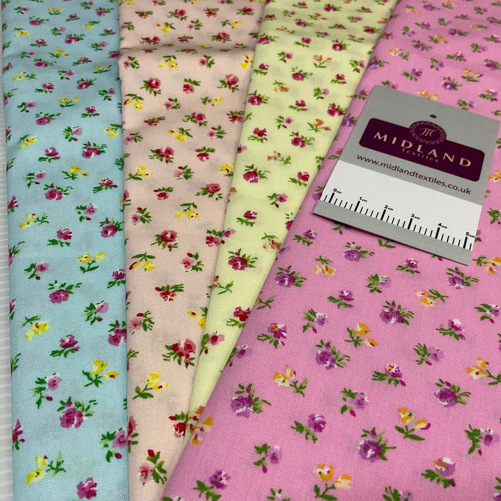 Carnation small floral Cotton Poplin dress Fabric sold by the meter M1922