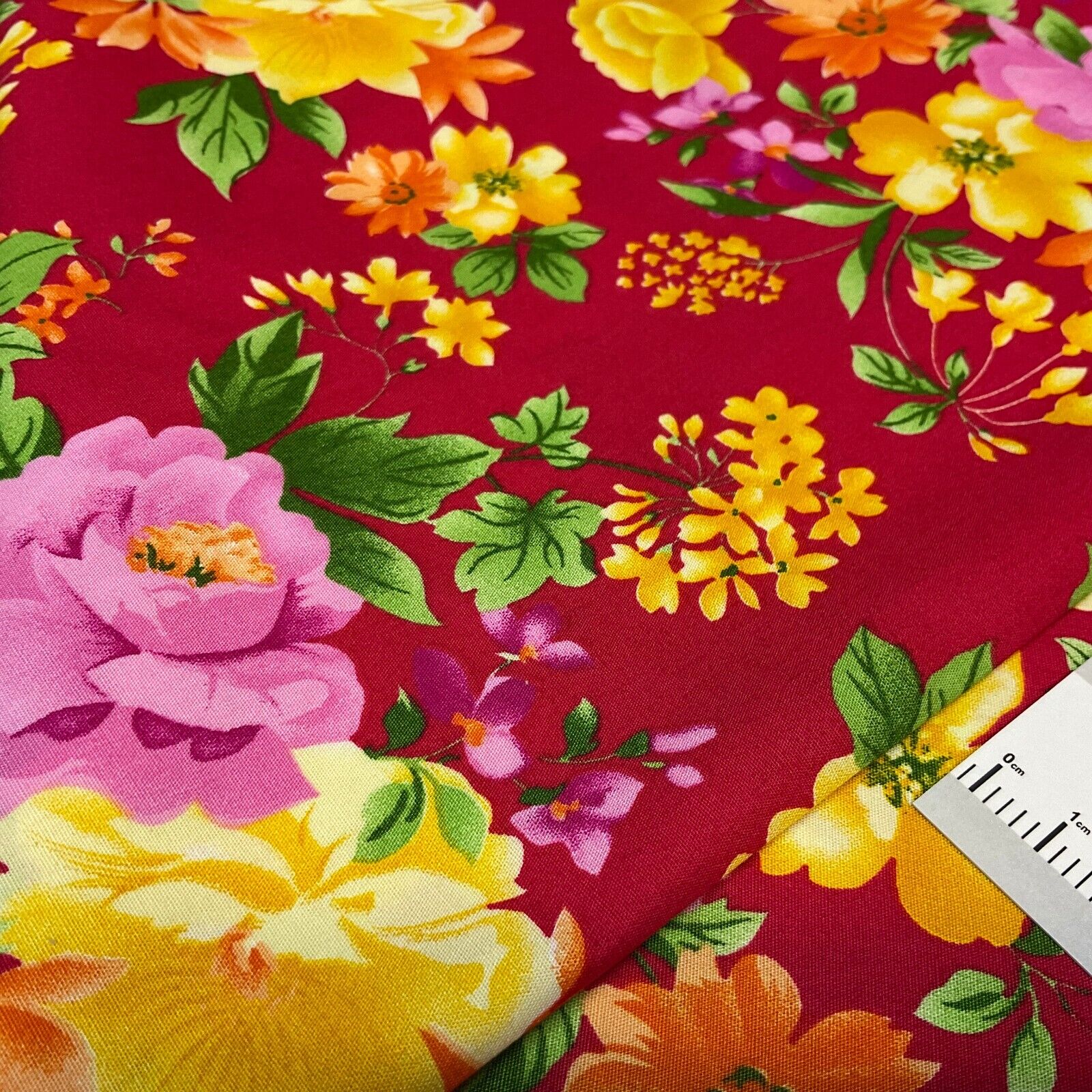 Bold Large Tropical Floral Cotton Poplin dress Fabric Sold by the meter M1918