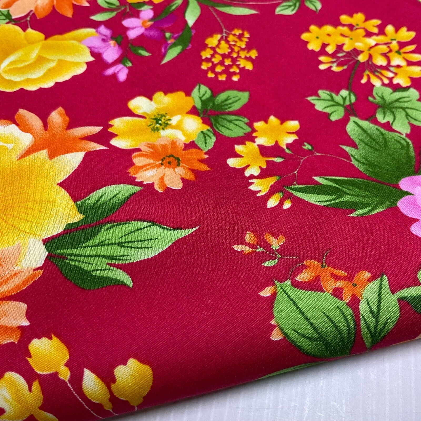 Bold Large Tropical Floral Cotton Poplin dress Fabric Sold by the meter M1918