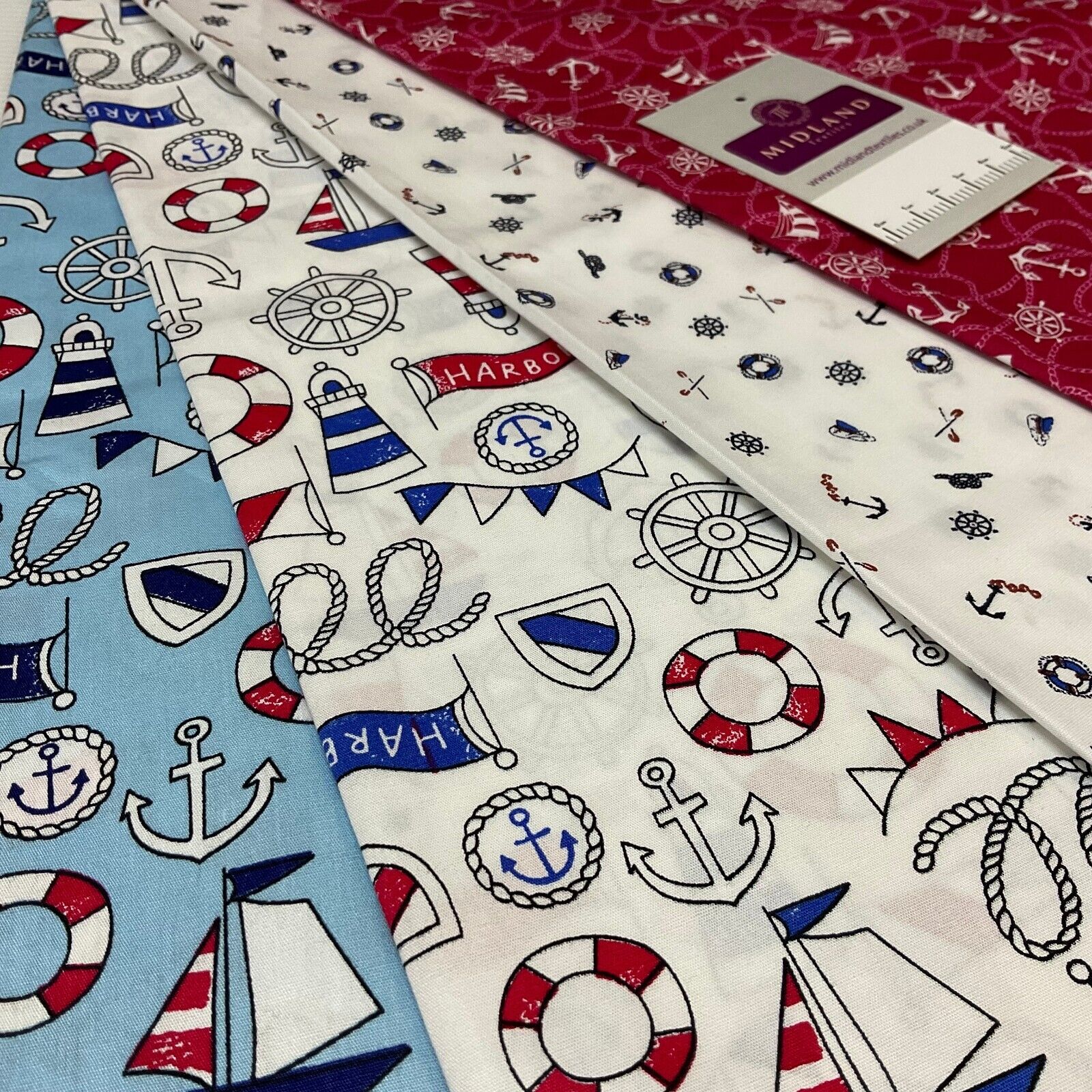 Harbour Salior Anchor Cotton Poplin dress Fabric sold by the meter M1921