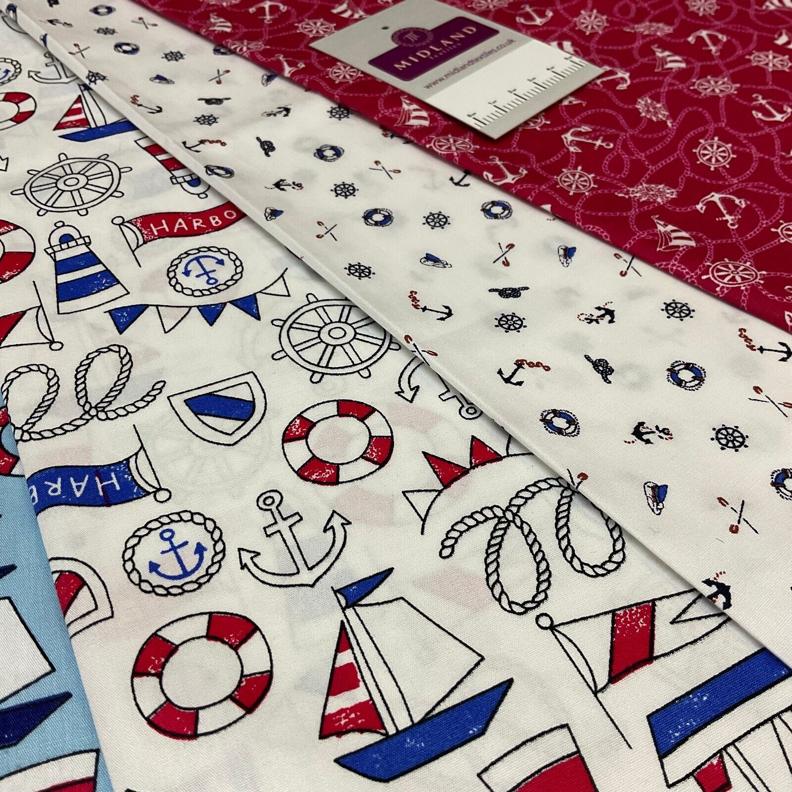 Harbour Salior Anchor Cotton Poplin dress Fabric sold by the meter M1921