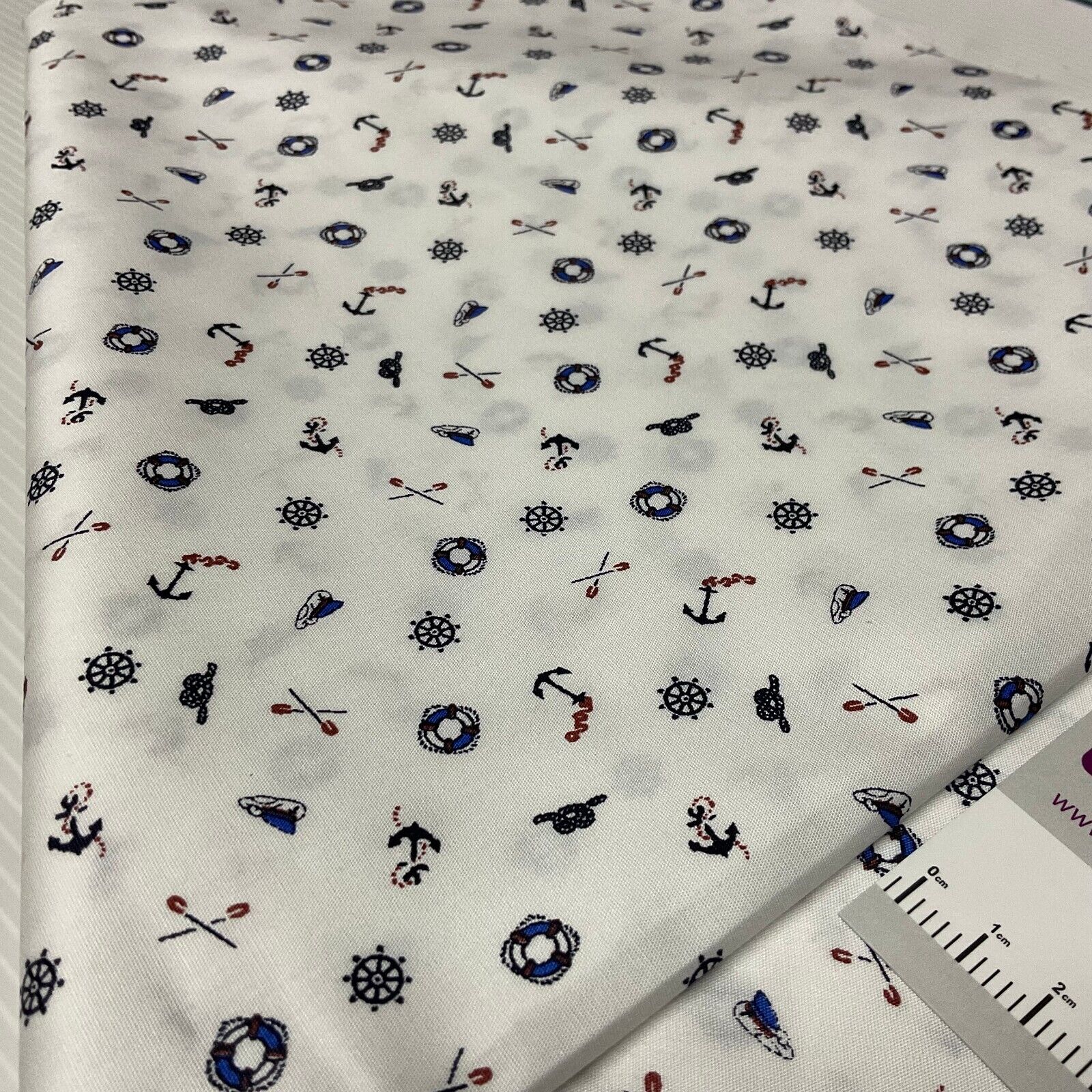 Harbour Salior Anchor Cotton Poplin dress Fabric sold by the meter M1921