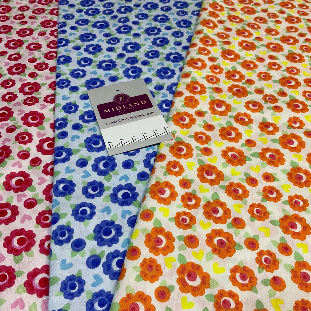 Summer Poppy Floral Cotton Poplin dress Fabric sold by the meter M1915