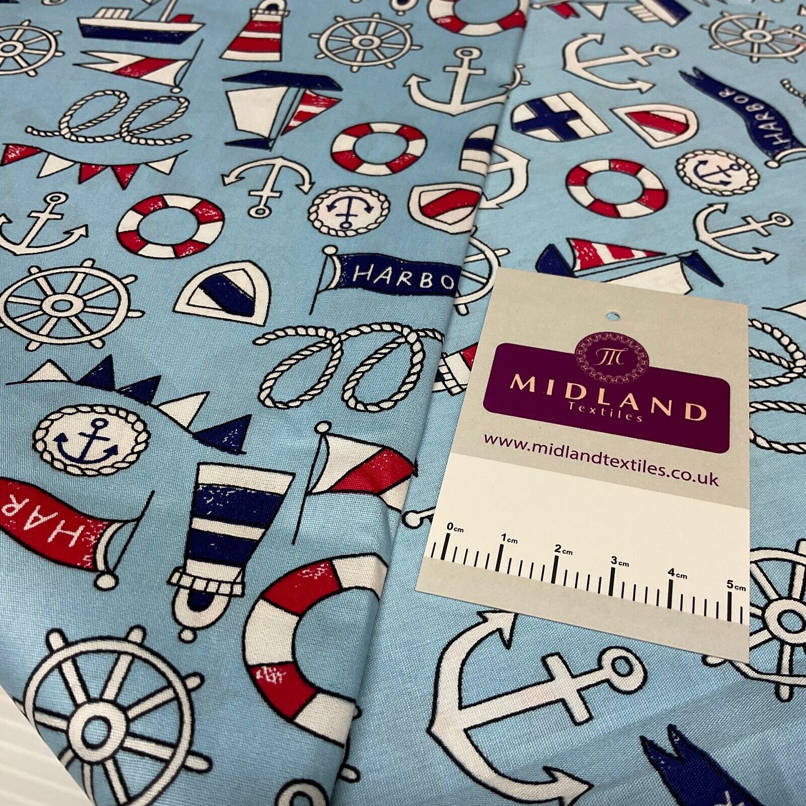 Harbour Salior Anchor Cotton Poplin dress Fabric sold by the meter M1921